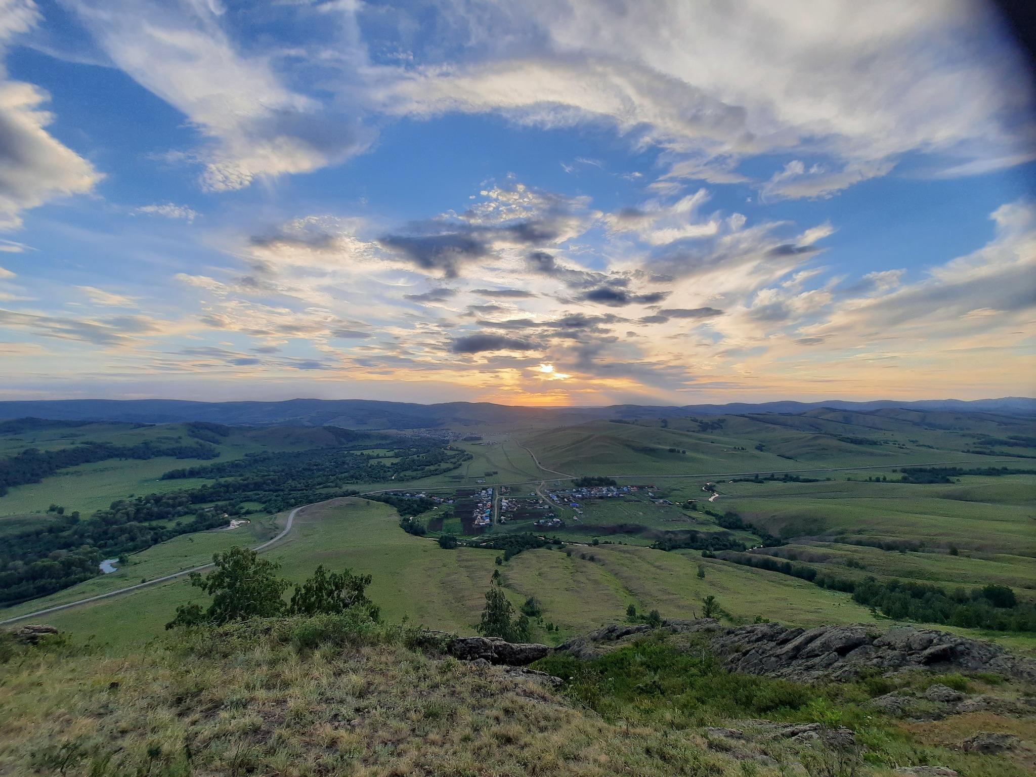 Sunset - My, The mountains, Bashkortostan, Sunset, Village, Longpost