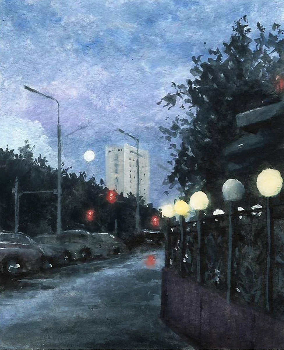 Zelenograd - My, Creation, Landscape, Painting, Art, Drawing, Painting, Watercolor, Zelenograd