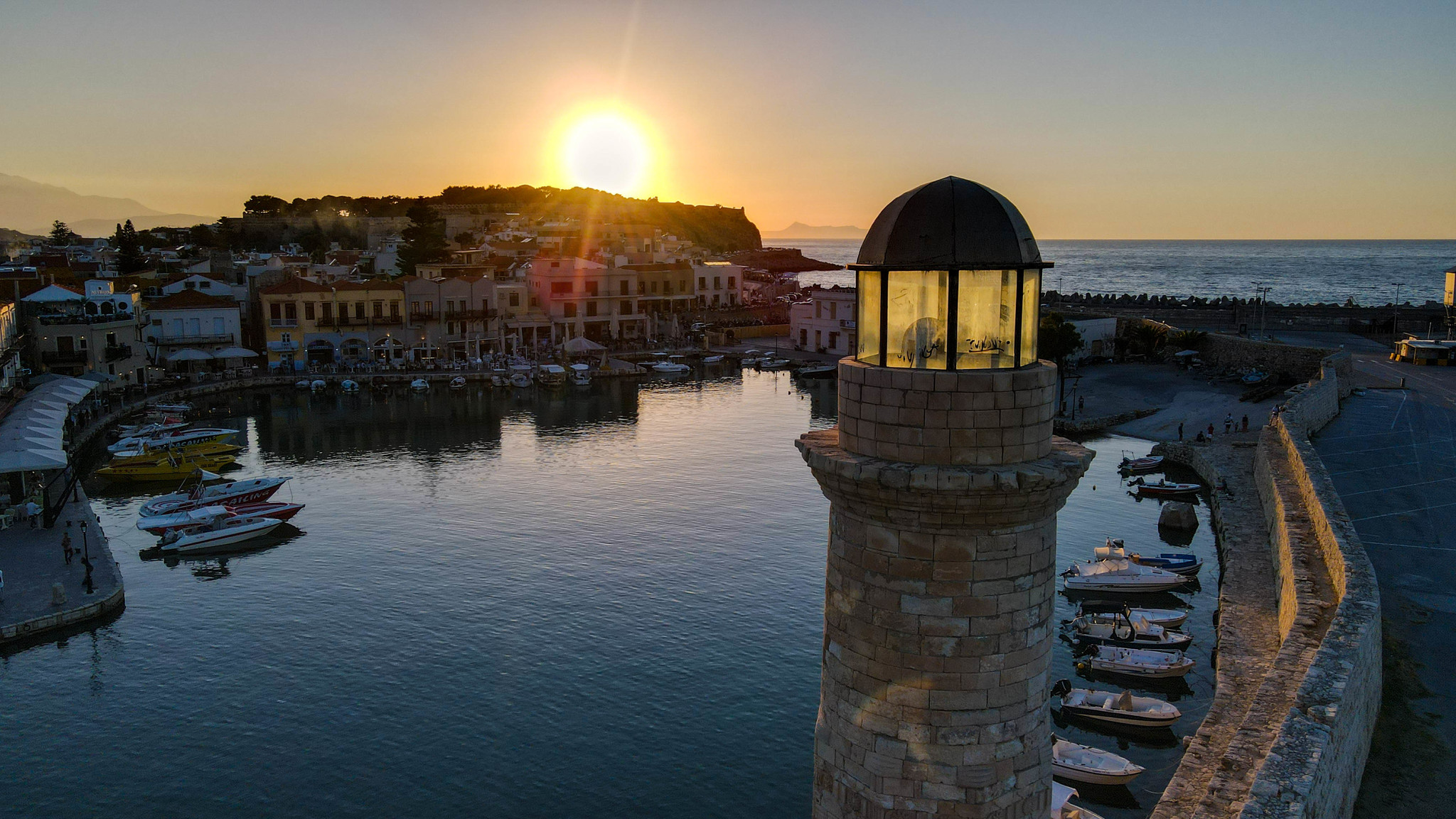 Old Venetian port - My, Crete, Greece, Rethymnon, Drone, Dji, The photo, Port, Sunset, Longpost