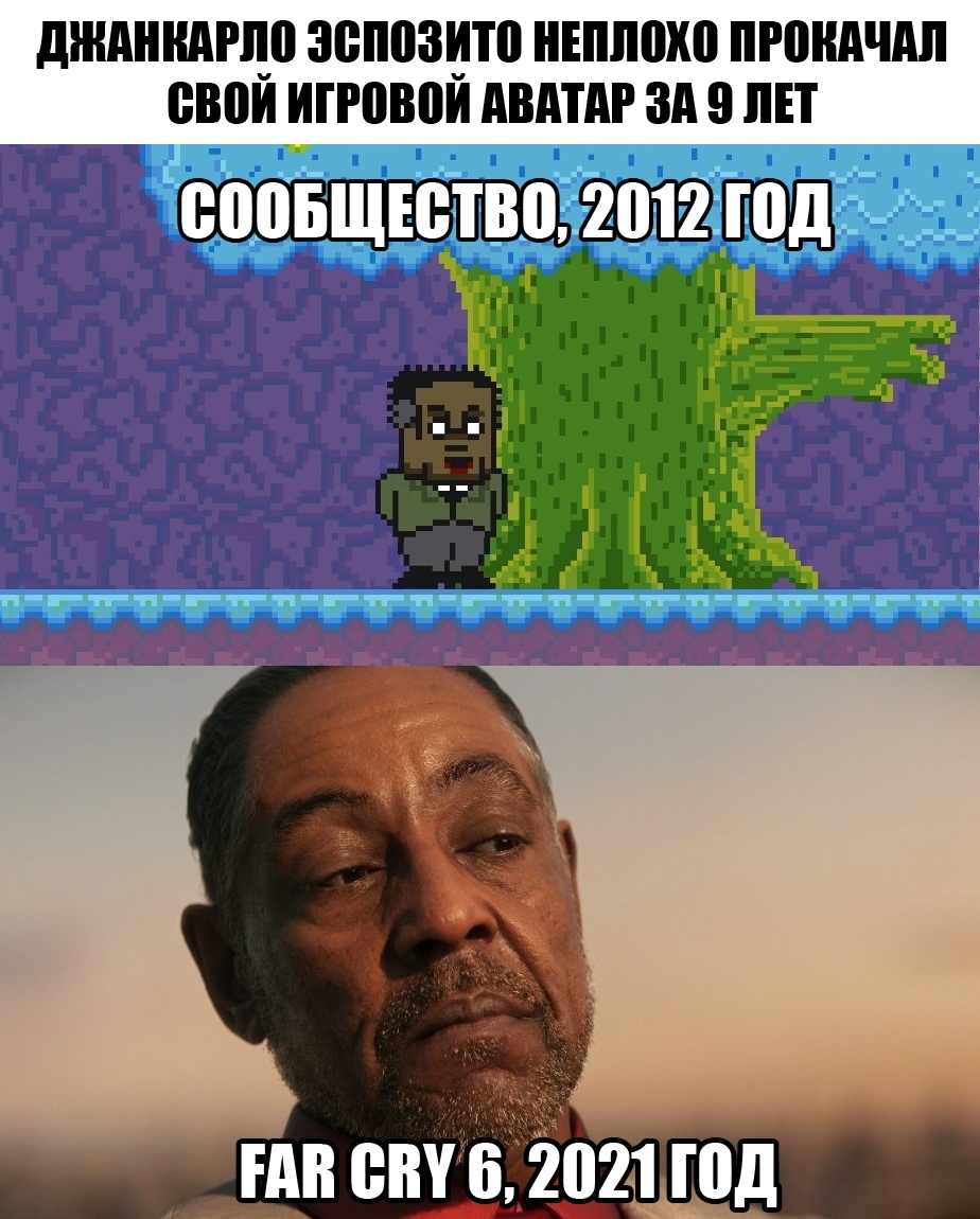 Giancarlo Esposito and his avatar - My, Humor, Movies, Giancarlo Esposito, Far cry, Community, Serials, Computer games, Picture with text