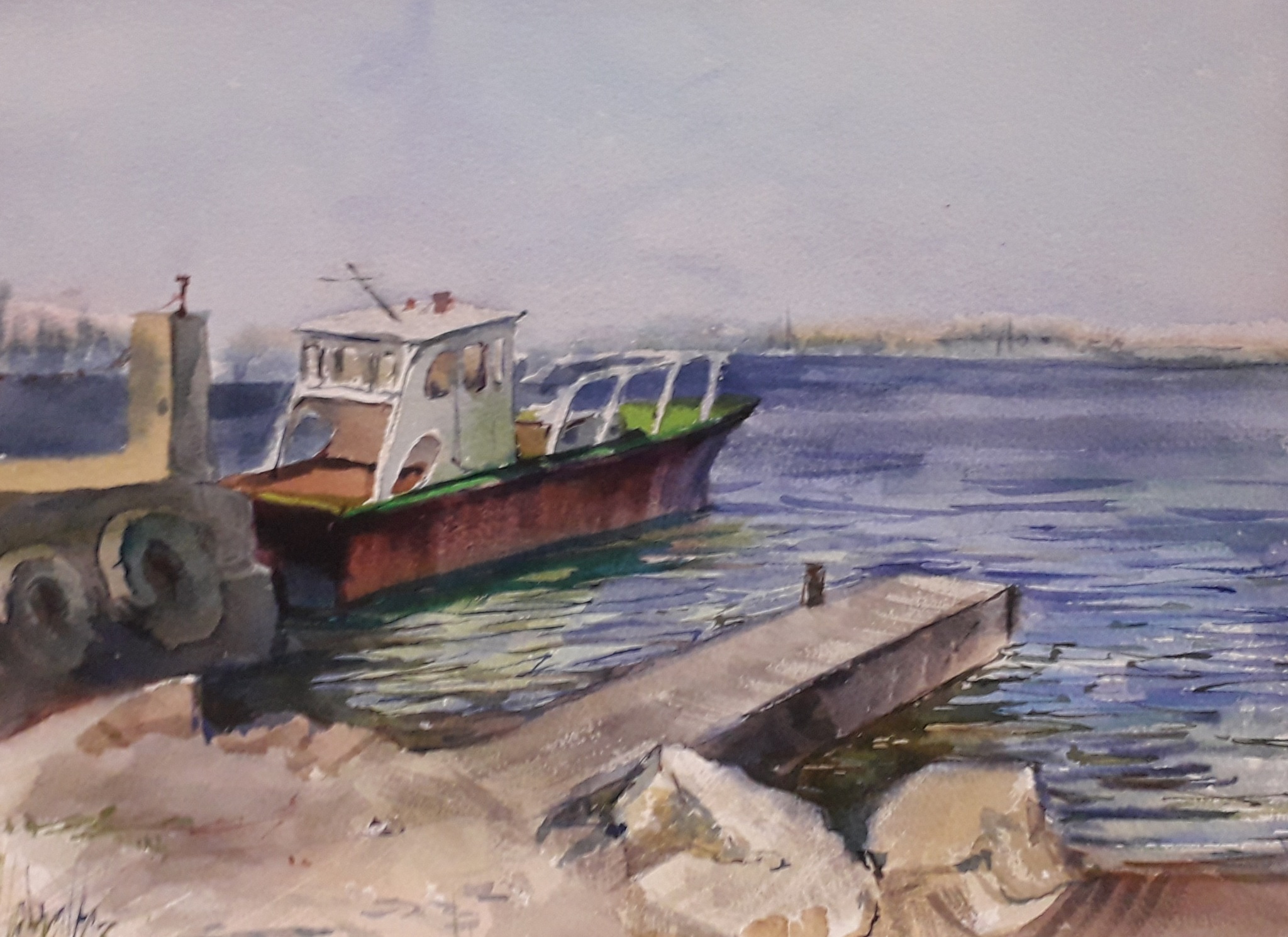 My watercolor, or sea watercolor - My, Wet watercolor, Landscape, Sea, Longpost