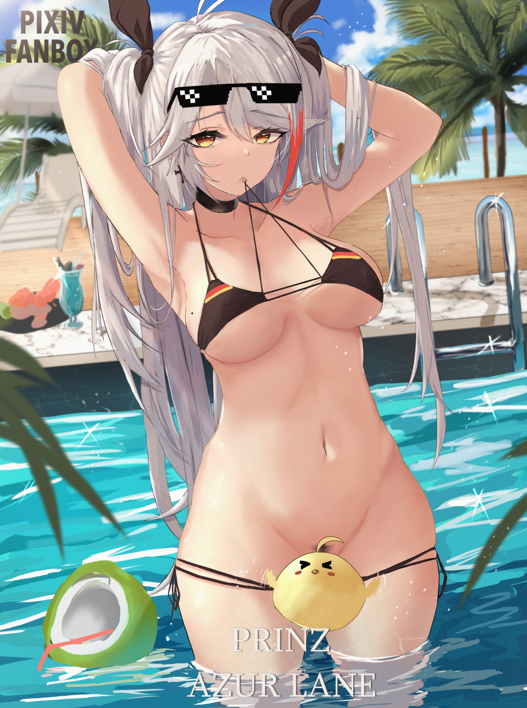 Prinz Eugen - NSFW, Anime, Anime art, Azur lane, Prinz Eugen, Manjuu, Swimsuit, Boobs, Hand-drawn erotica, , Erotic, Longpost