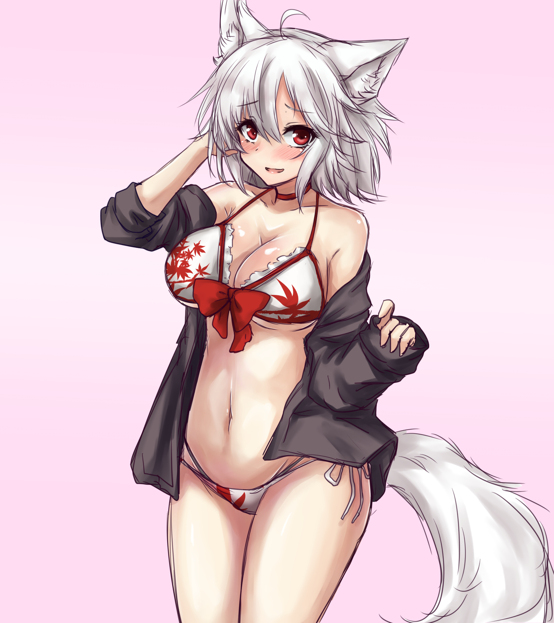 Inubashiri momiji - NSFW, Touhou, Inubashiri momiji, Anime art, Anime, Amagi626, Swimsuit, Boobs, Hand-drawn erotica, , Erotic