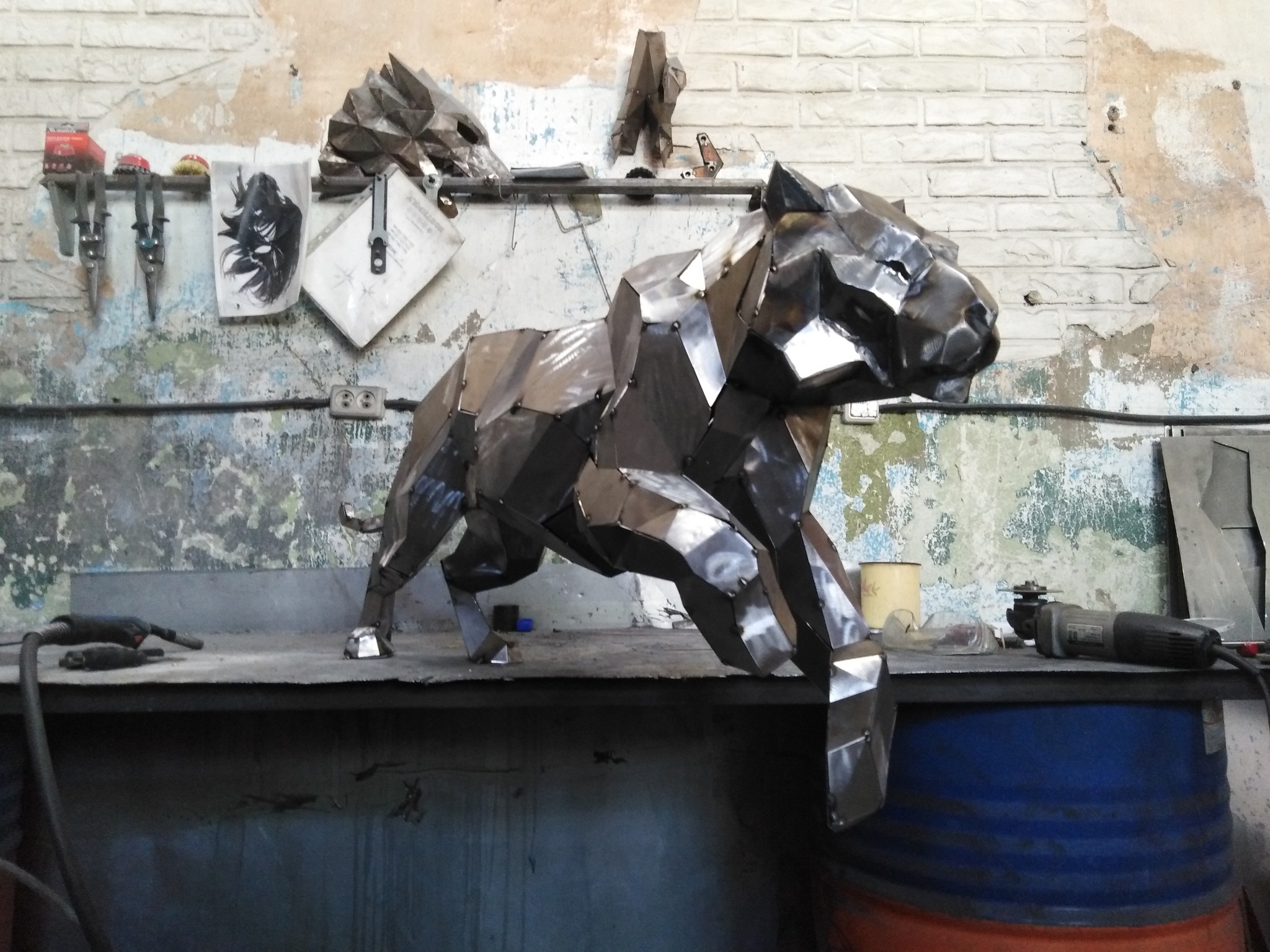 Steel tiger in grunge style.. Or retrod.. Probably... - My, Tiger, Welding, Tig, Art, Handmade, With your own hands, Longpost