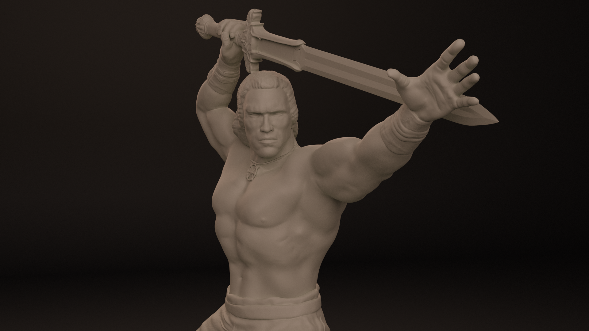 Conan the Barbarian. Sculpture for 3D printing - My, Conan the barbarian, Conan, Fantasy, Warrior, Swordsman, Arnold Schwarzenegger, 3D, 3D печать, , Sculpture, Longpost, Blender