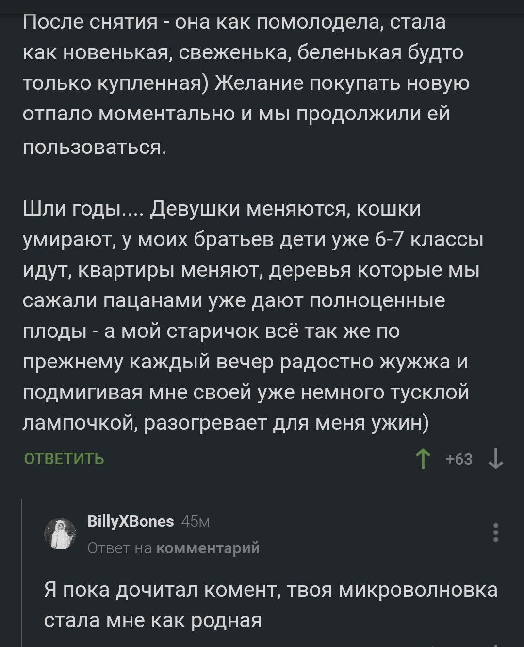 Вот это эпос! - Рассказ, Скриншот, Комментарии на Пикабу, Микроволновка, Длиннопост