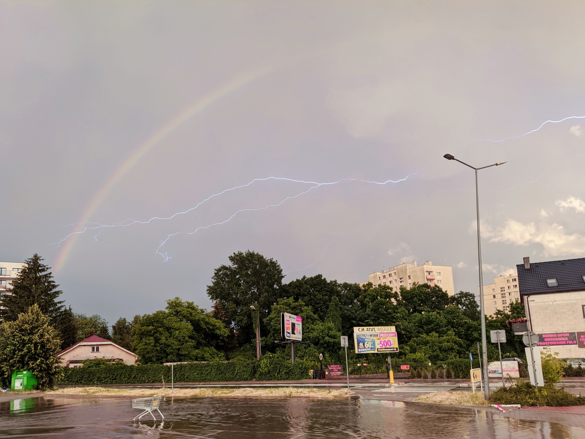 Random photo - My, The photo, Mobile photography, Rainbow, Lightning, Thunderstorm