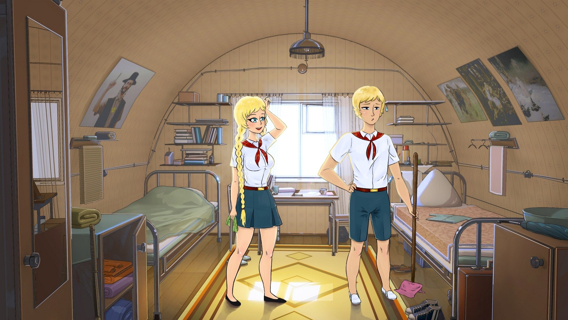 Brother, can you help me clean up? - Endless summer, Visual novel, Glorifying, Camp owlet, Art, Fan art