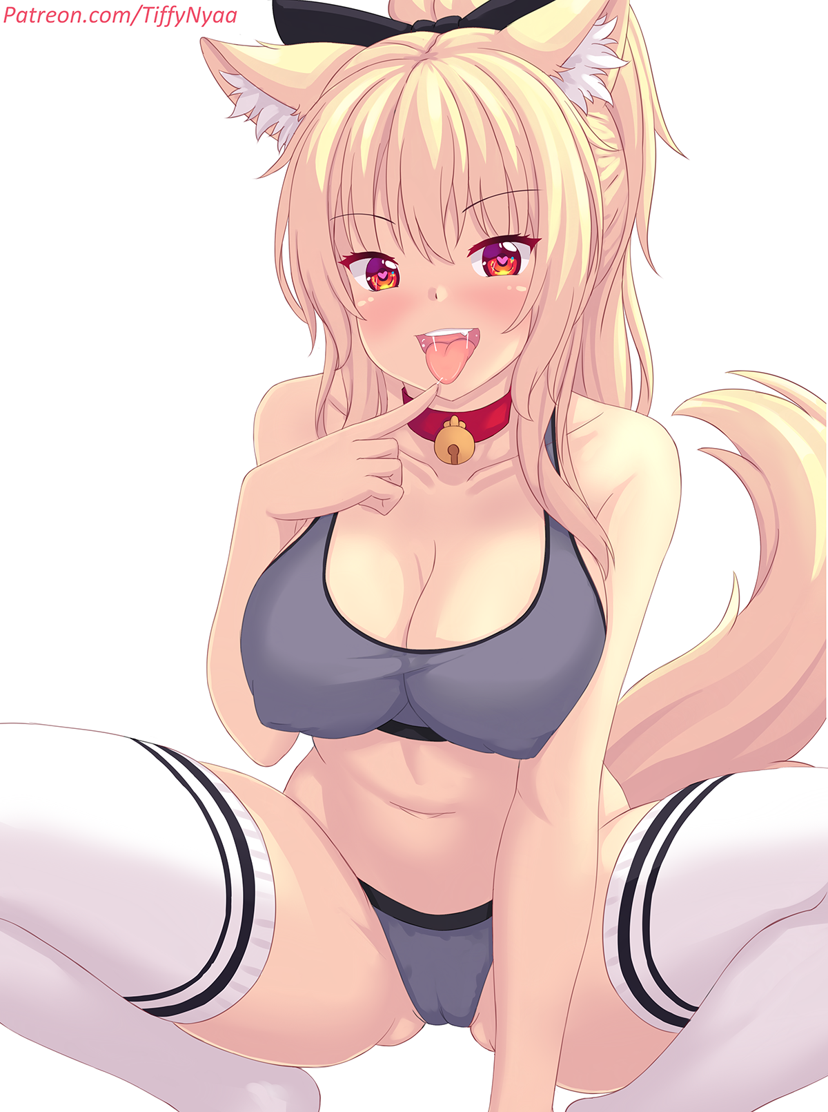 I wonder where she trains? Yab looked) - NSFW, Anime, Anime art, Anime original, Tiffy, Animal ears, Underwear, Tail, Hand-drawn erotica, , Stockings, Fastrunner2024, Breast