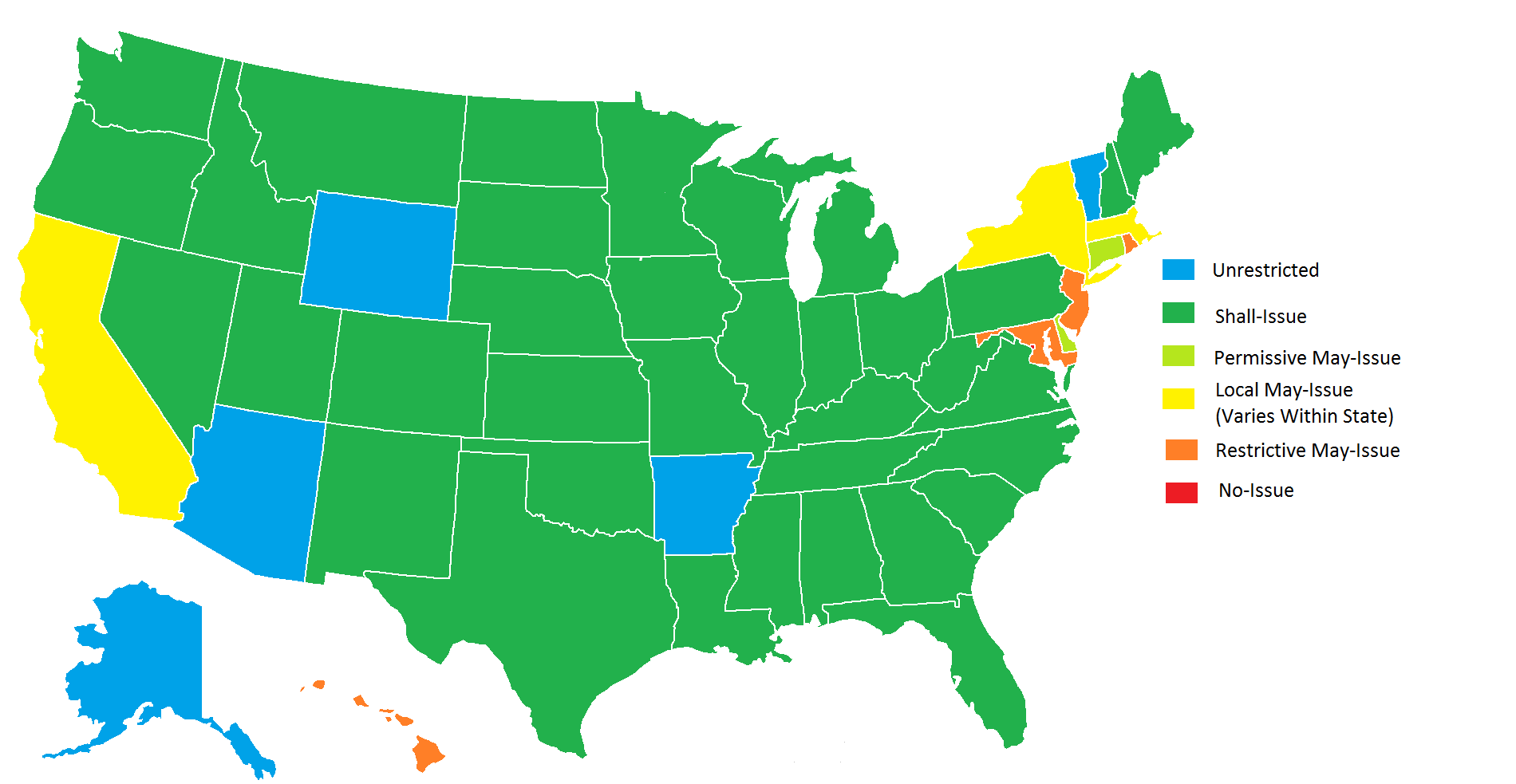 Where in the USA it's good to live with weapons - My, USA, Weapon, Firearms, Cards, Law, Longpost