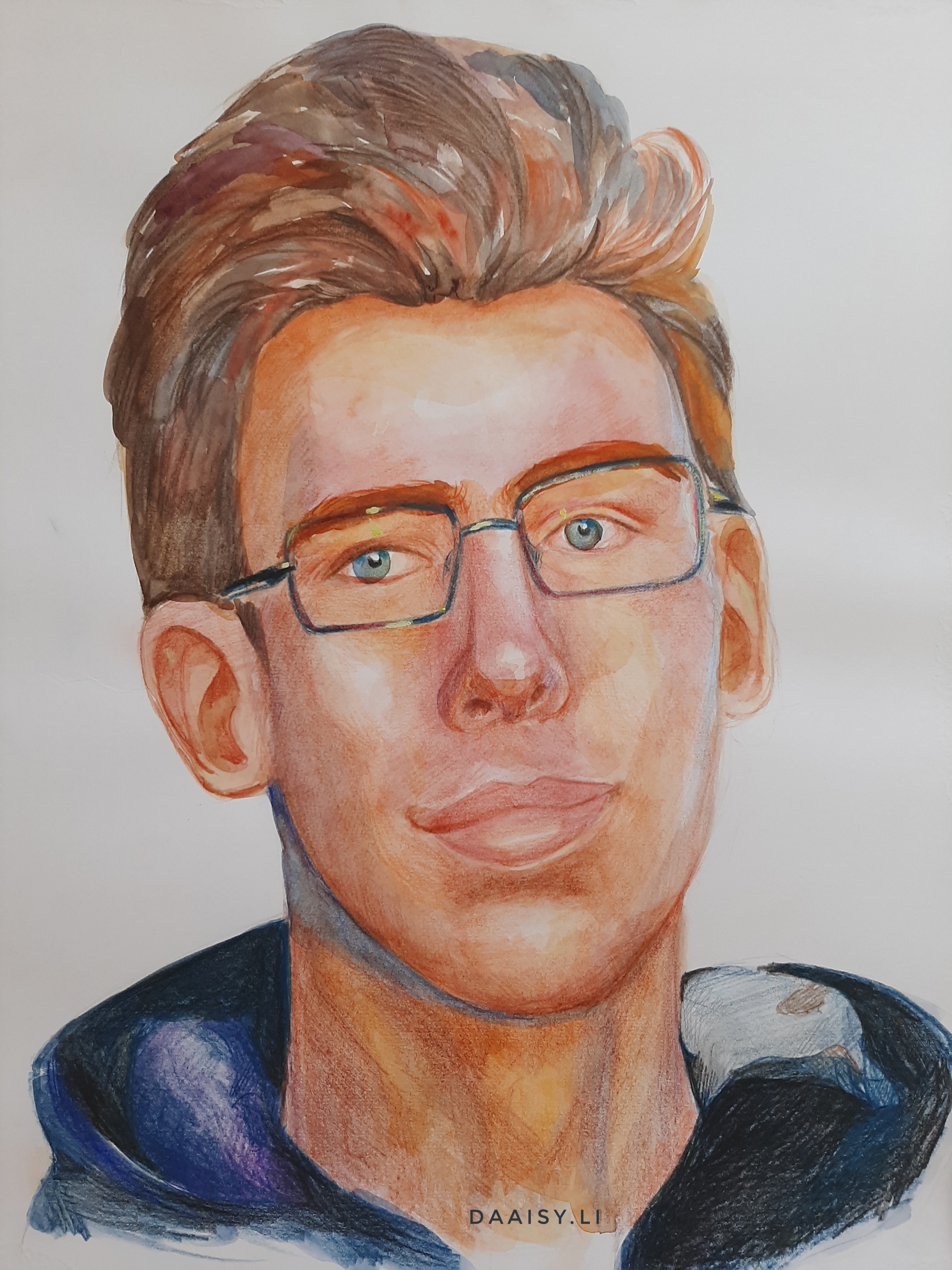 Portrait - My, Painting, Portrait, Watercolor, Artist