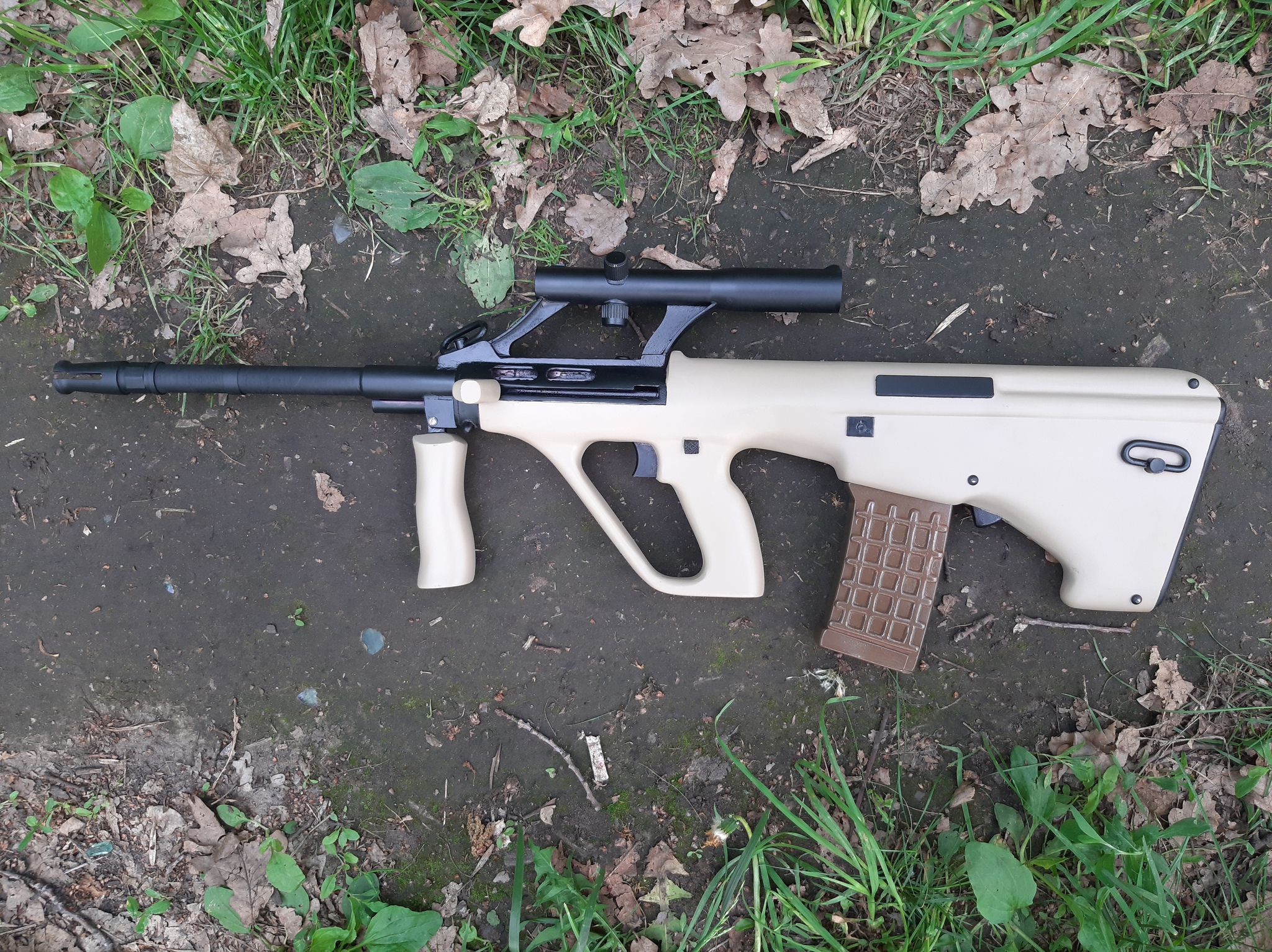 Steyr AUG A1: made a model of wood with his own hands - My, Weapon, Layout, With your own hands, Tree, Wood products, Needlework without process, Needlework with process, Needlework, , Models, Modeling, Video, Longpost, Video blog