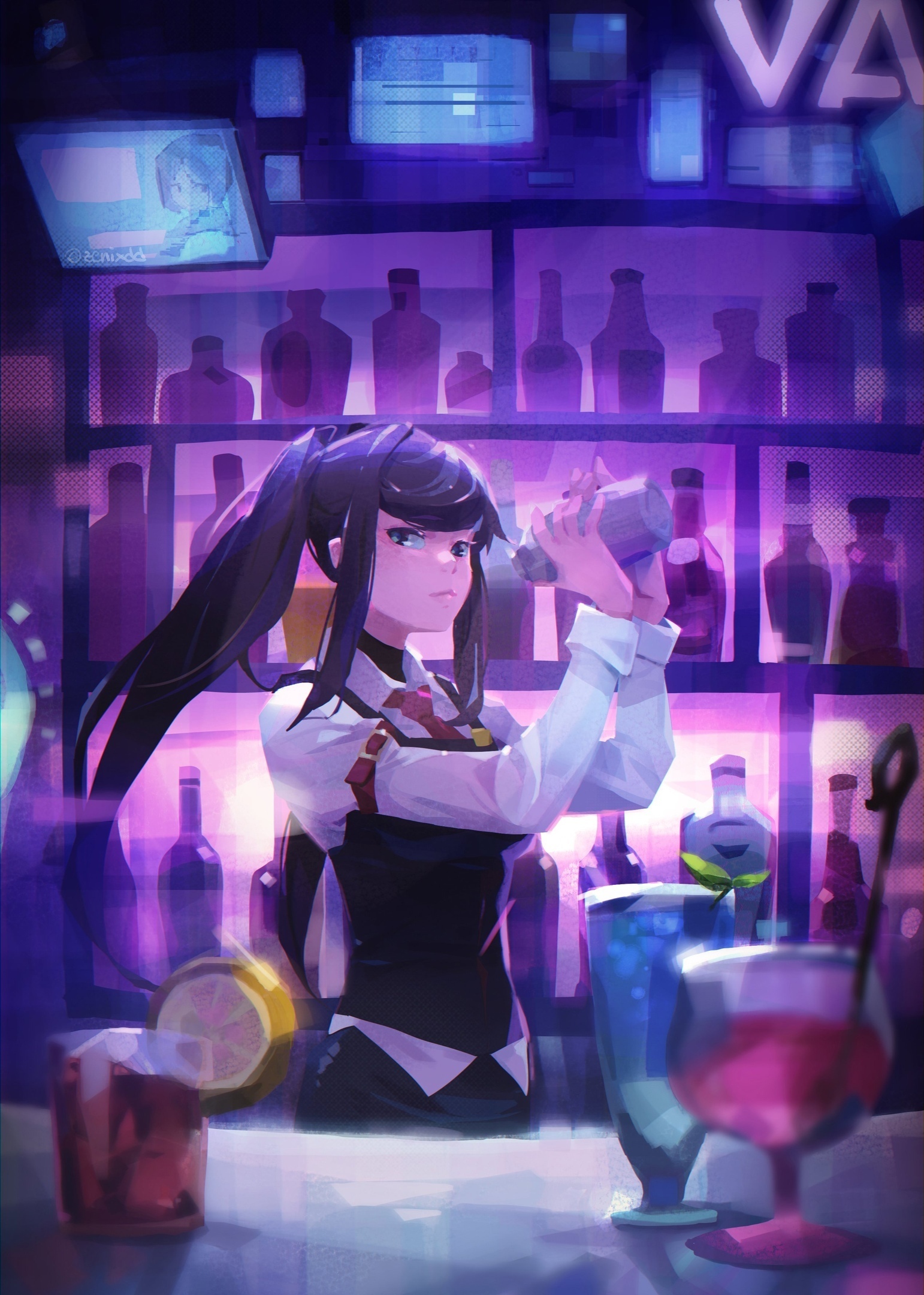 Jill Stingray - Va-11 Hall-A, Julianne Stingray, Аниме, Anime Art, Длиннопост