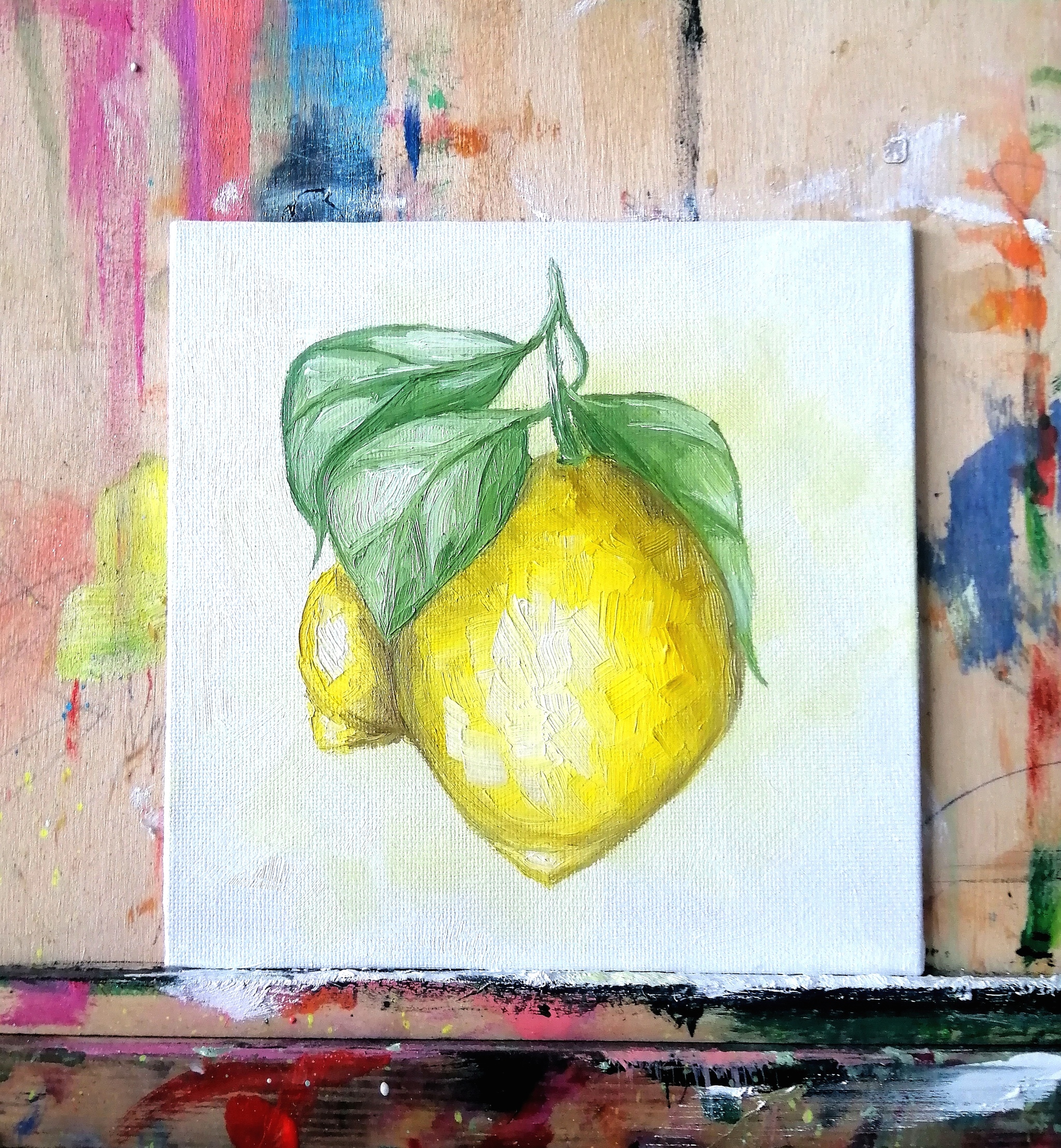 Summer oil painting Lemons - My, Oil painting, Lemon, Drawing, Longpost