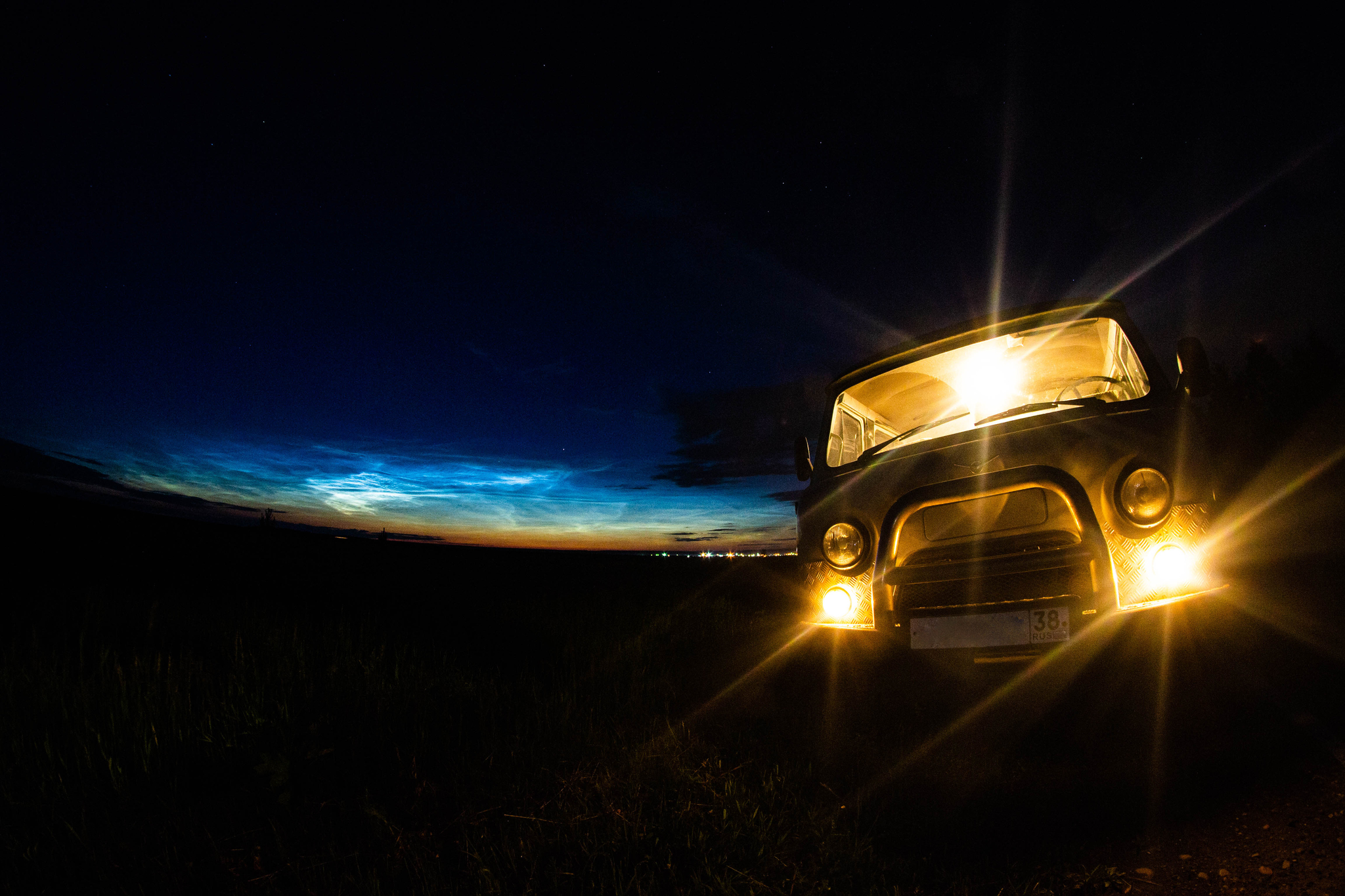 UAZ and silvery clouds - My, The photo, Astrophoto, UAZ, Noctilucent clouds