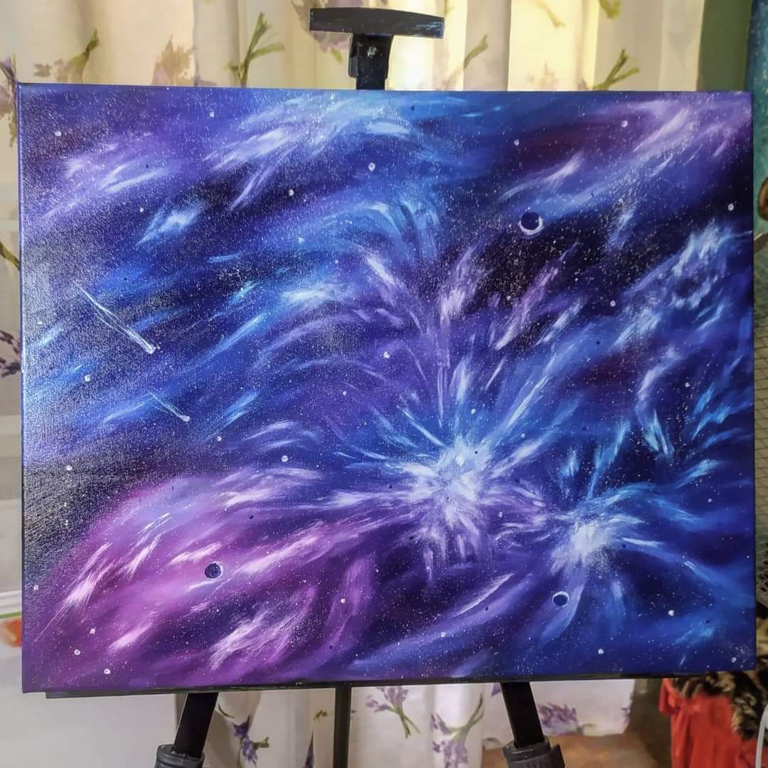 40x50 cm oil on canvas - My, Painting, Oil painting, Stars, Space, Nebula, Butter, Art, Traditional art