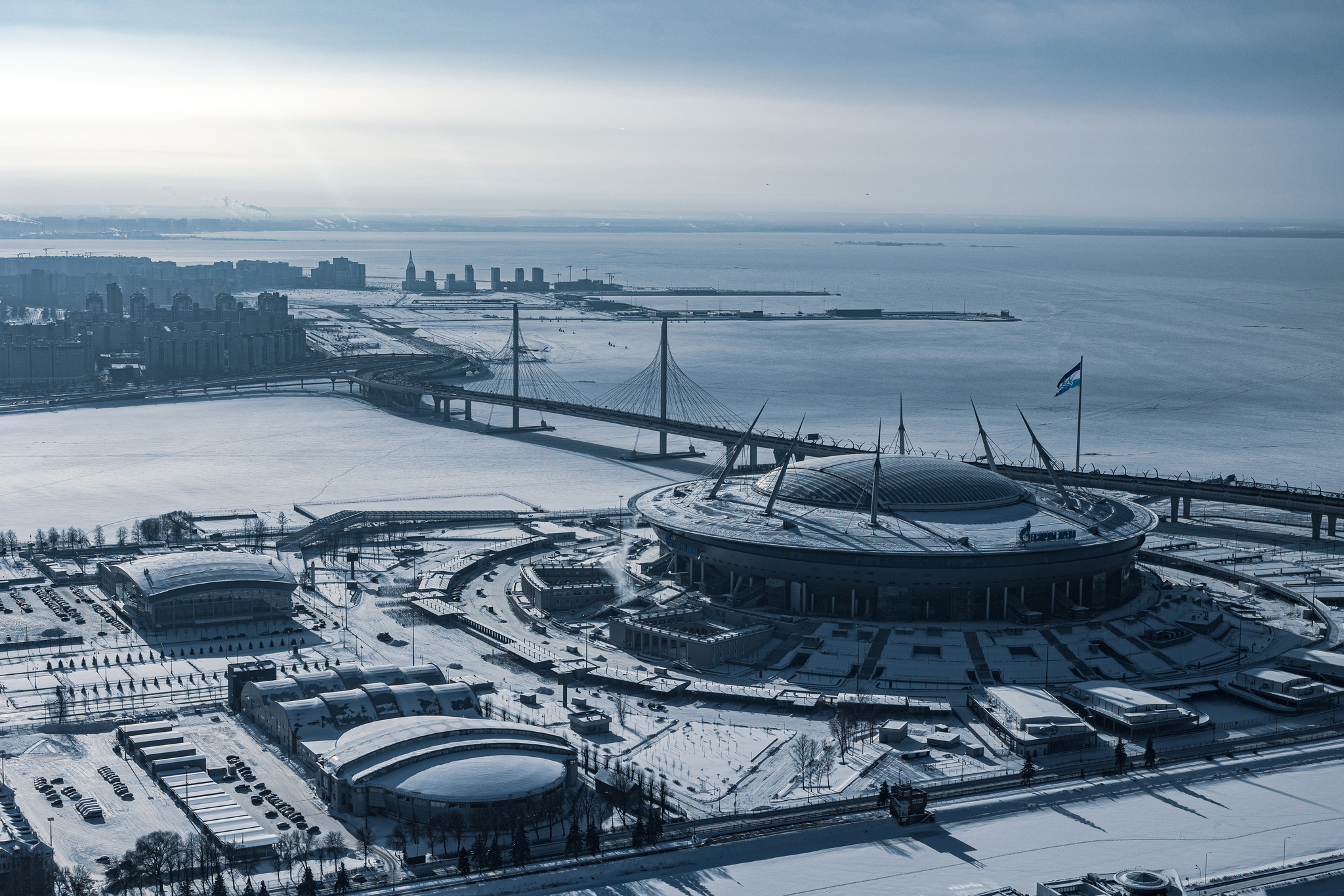 Winter Peter from above - My, Saint Petersburg, Aerial photography, Helicopter, Palace Square, Bronze Horseman, Lakhta Center, Gazprom arena, Zsd, , Town, Peter-Pavel's Fortress, Saint Isaac's Cathedral, Petrogradka, The Gulf of Finland, The photo, Longpost