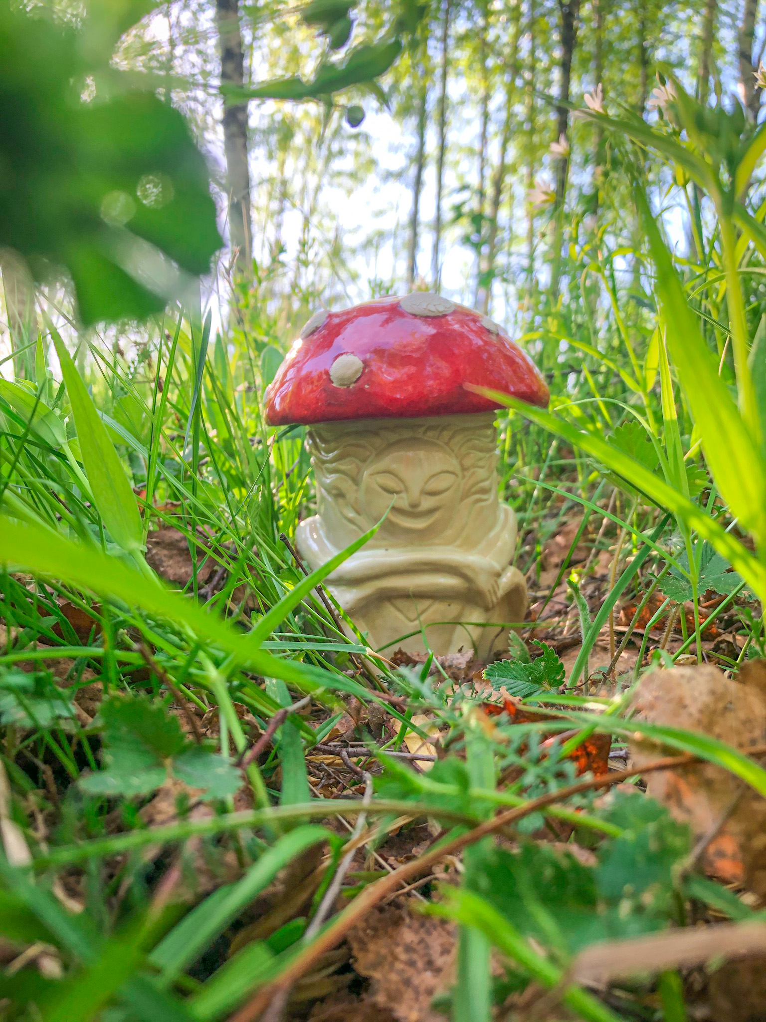 Lovely Amanita - My, Handmade, Ceramics, Workshop, Hobby, Clay, Creation, Interesting, Fly agaric, , Amanita Design, Longpost, Needlework without process