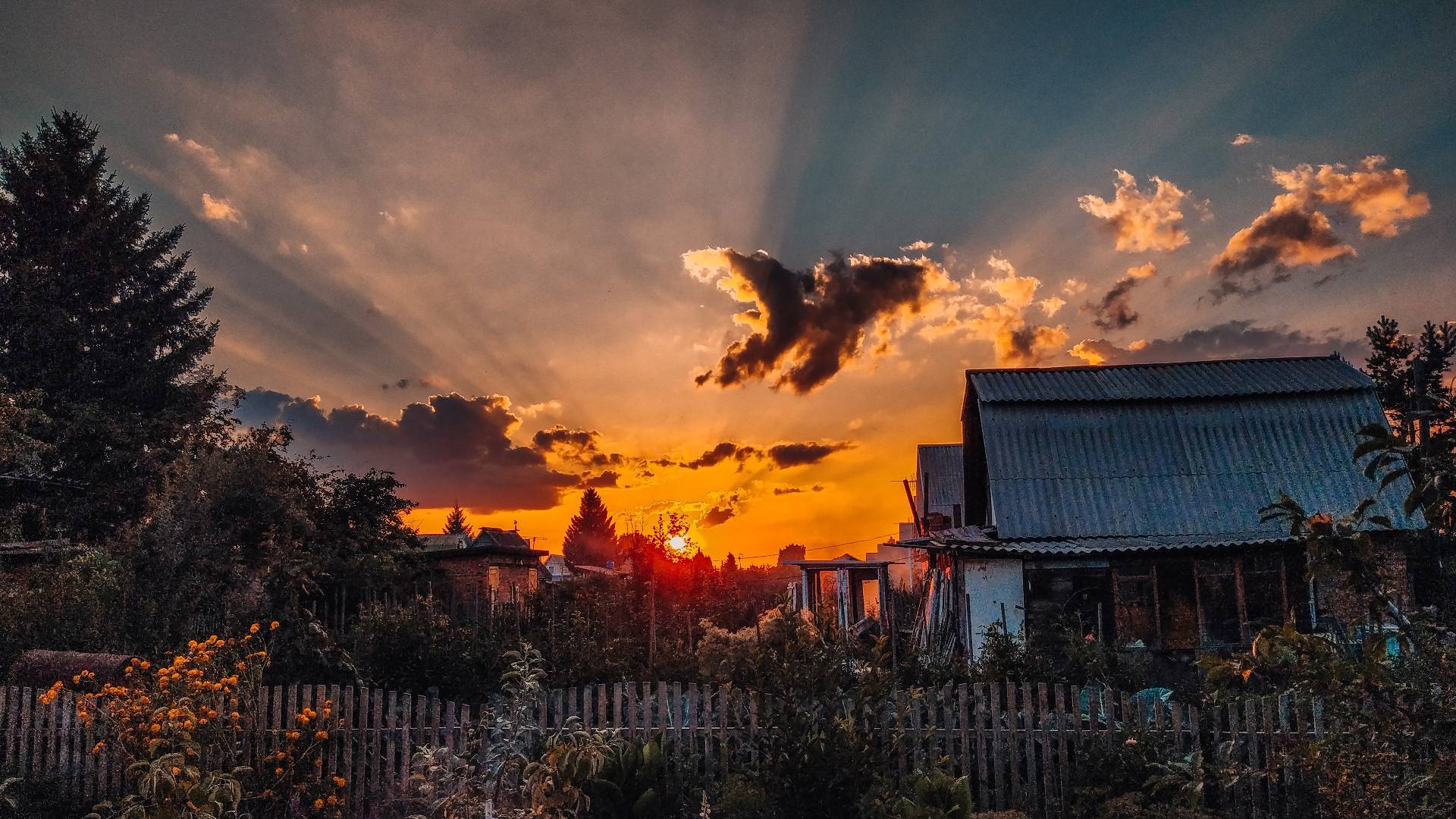 country sunset - My, Xiaomi Redmi Note 7, Dacha, Sunset, The photo