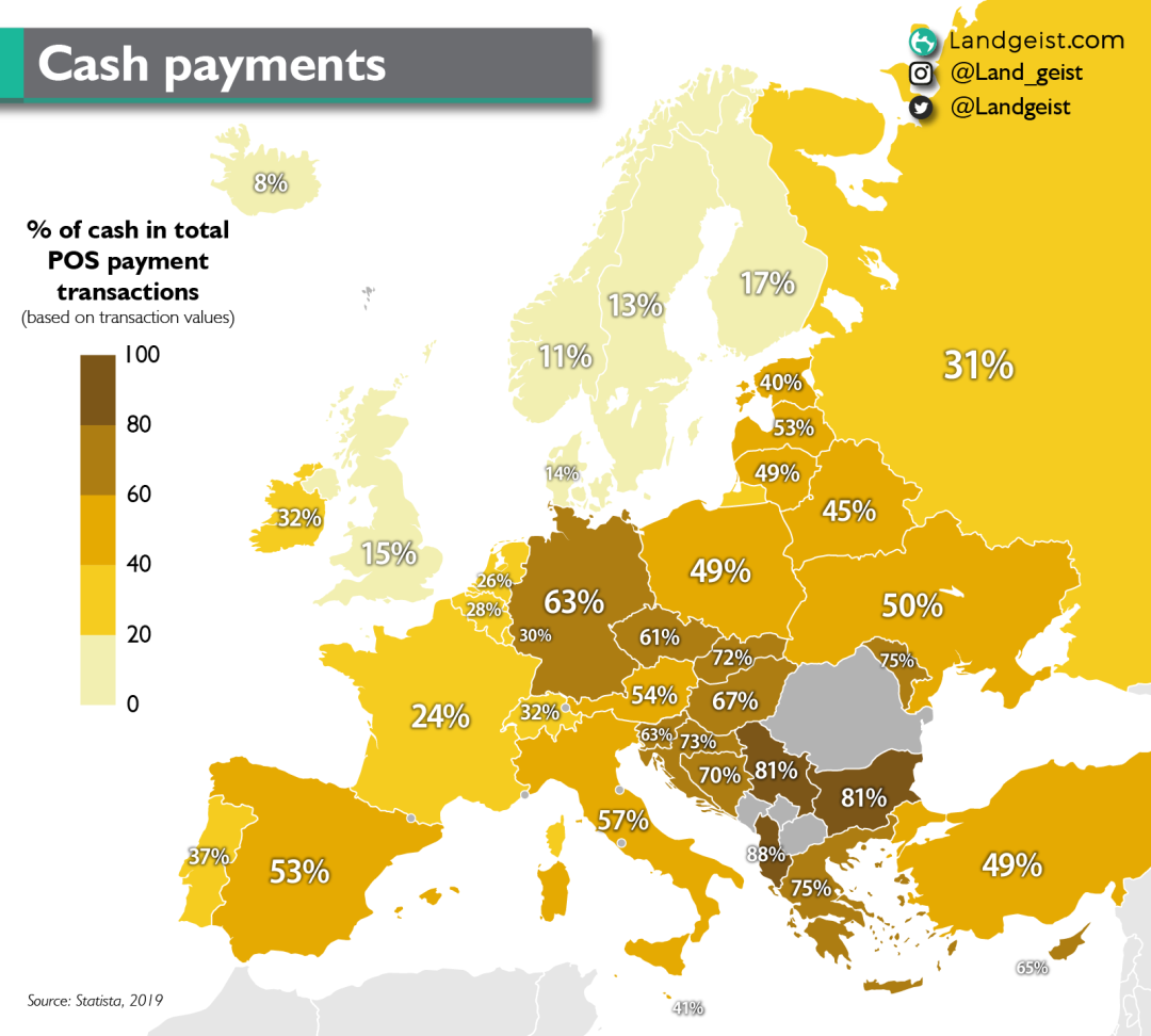 Картой оплатить можно? - Деньги, Кэш, Технологии, Европа, Инфографика