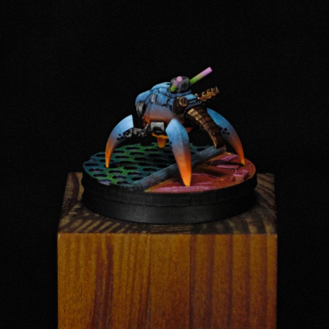 Muted a droid under a retrowave - My, Painting miniatures, Cyberpunk, Droids, Video, Longpost