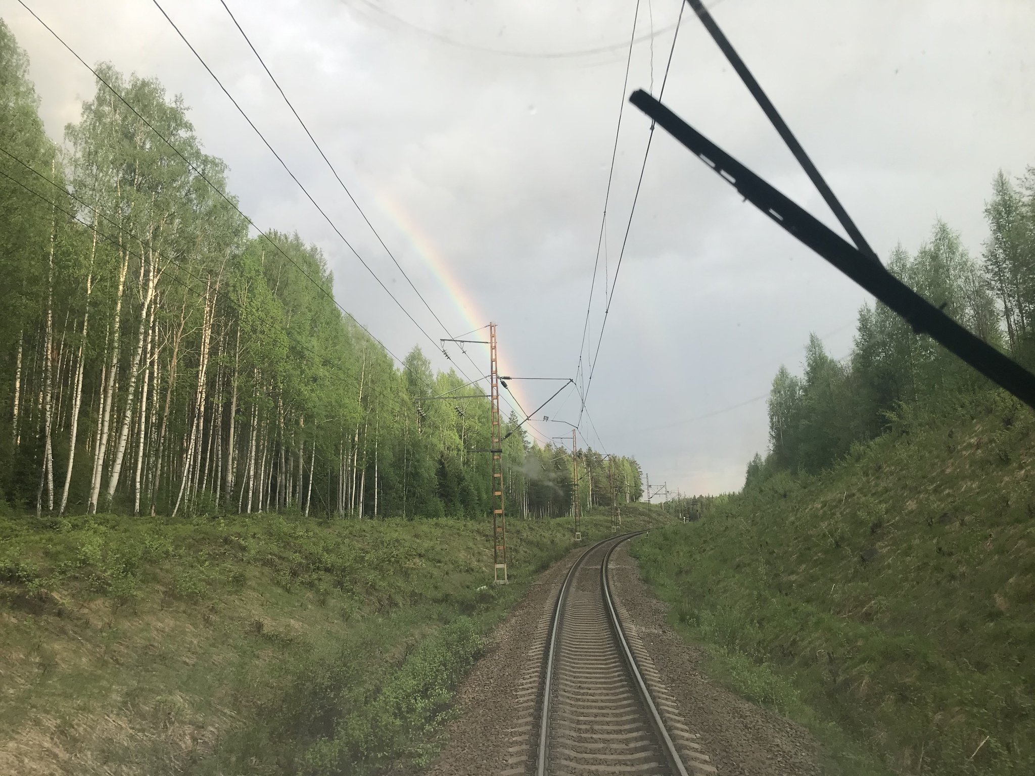 А поехали прокатимся на радуге - Моё, Железная Дорога, Двойная Радуга, Фото на тапок, Машинист