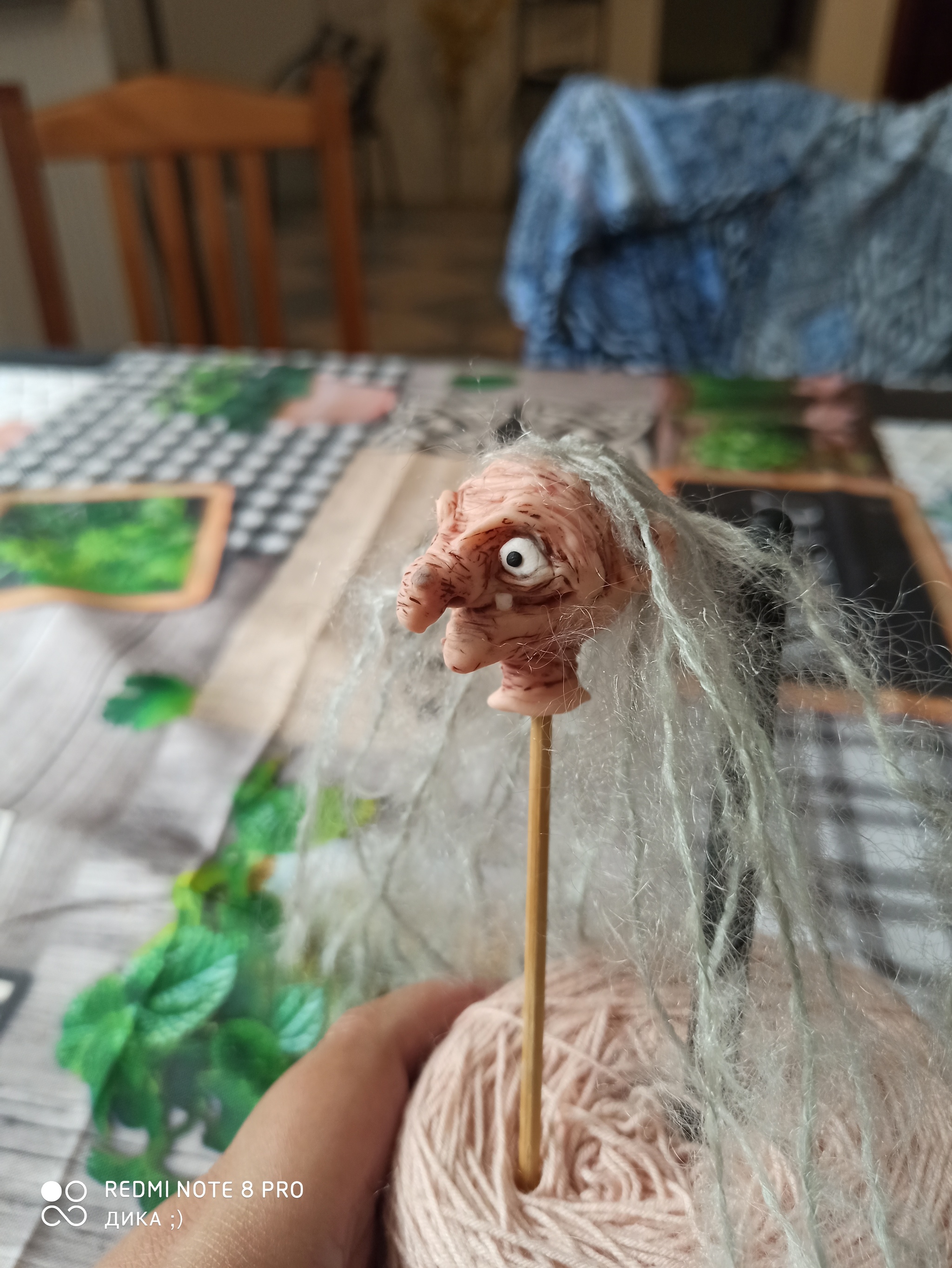 Baba Yaga (part 2) - My, Needlework, Needlework with process, Crochet, Polymer clay, Baba Yaga, Collectible figurines, Collecting, Interior toy, Longpost