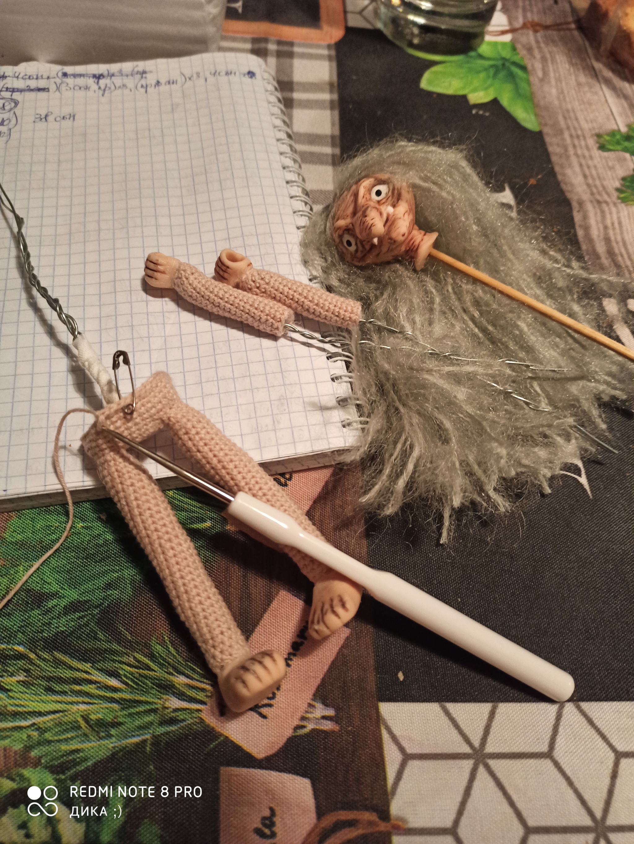 Baba Yaga (part 2) - My, Needlework, Needlework with process, Crochet, Polymer clay, Baba Yaga, Collectible figurines, Collecting, Interior toy, Longpost