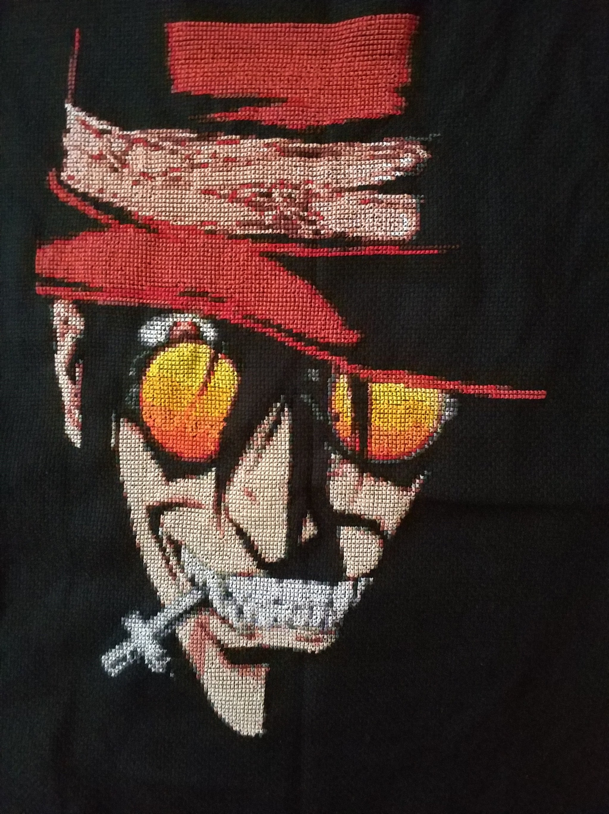 How I embroidered Alucard - My, Hellsing, Alucard, Cross-stitch, Painting, Needlework with process, Longpost, Anime