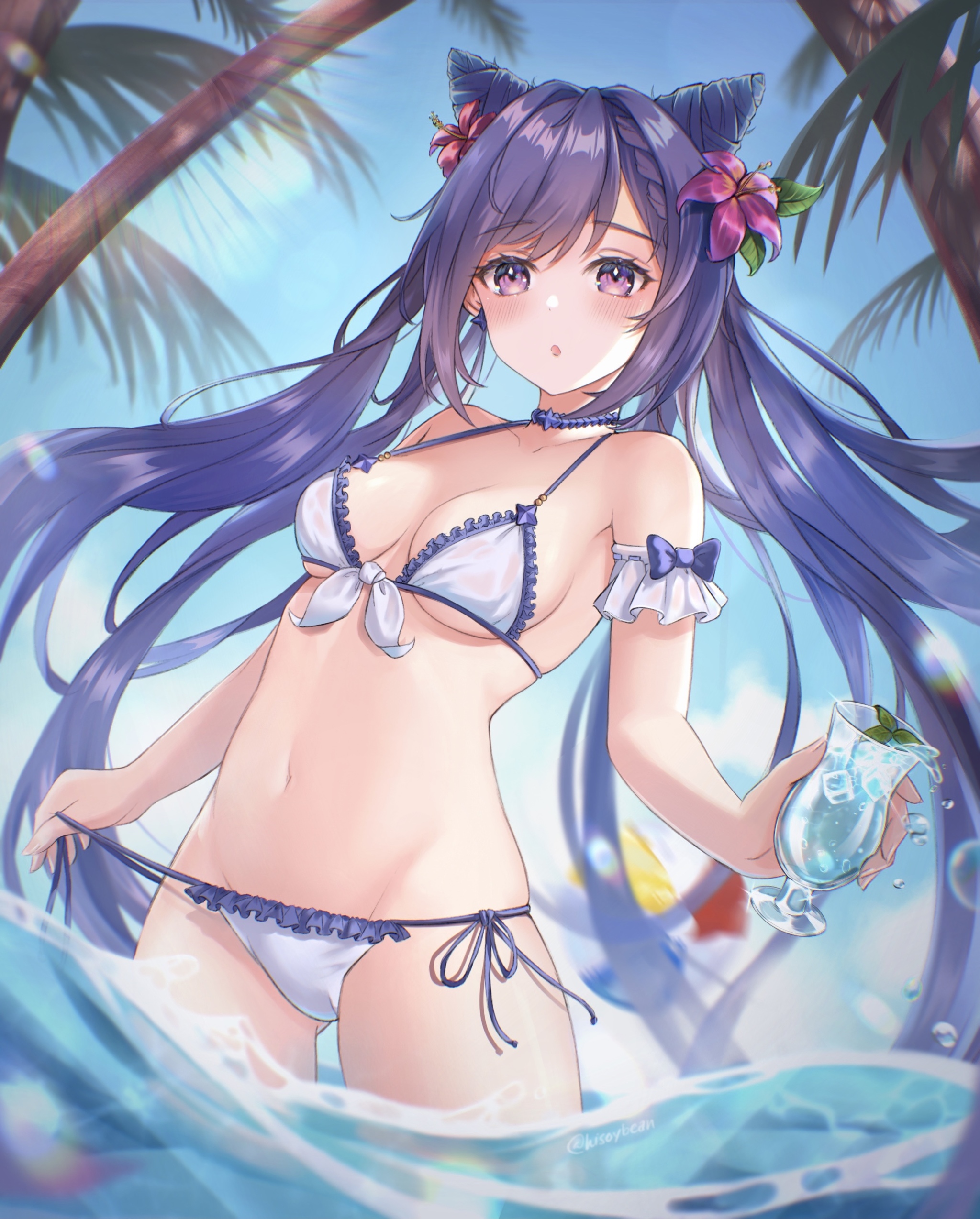 Keqing - NSFW, Anime, Anime art, Genshin impact, Keqing, Games, Swimsuit, Boobs