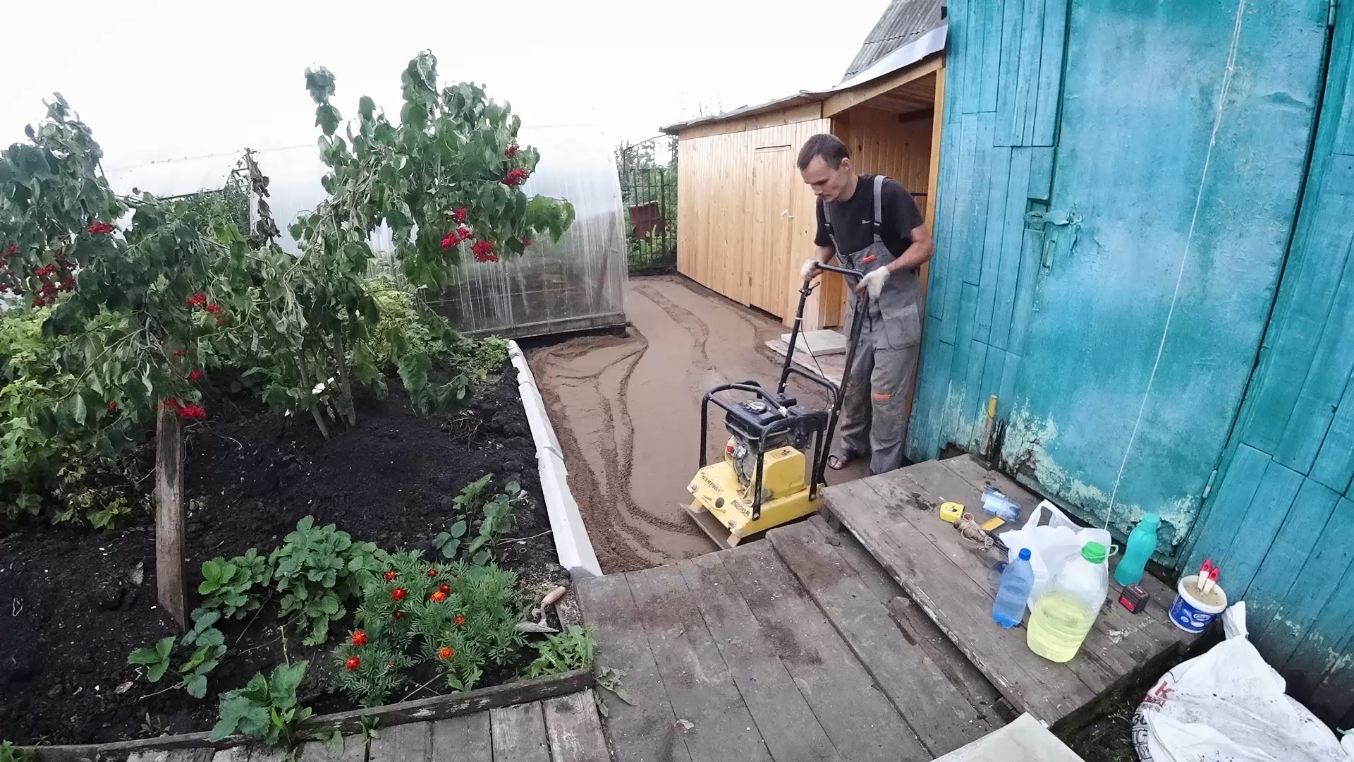 Paving slabs. Improvement of the recreation area - My, Building, Repair, With your own hands, Design, Beautification, Sidewalk, Paving slabs, Drainage, Video, Longpost