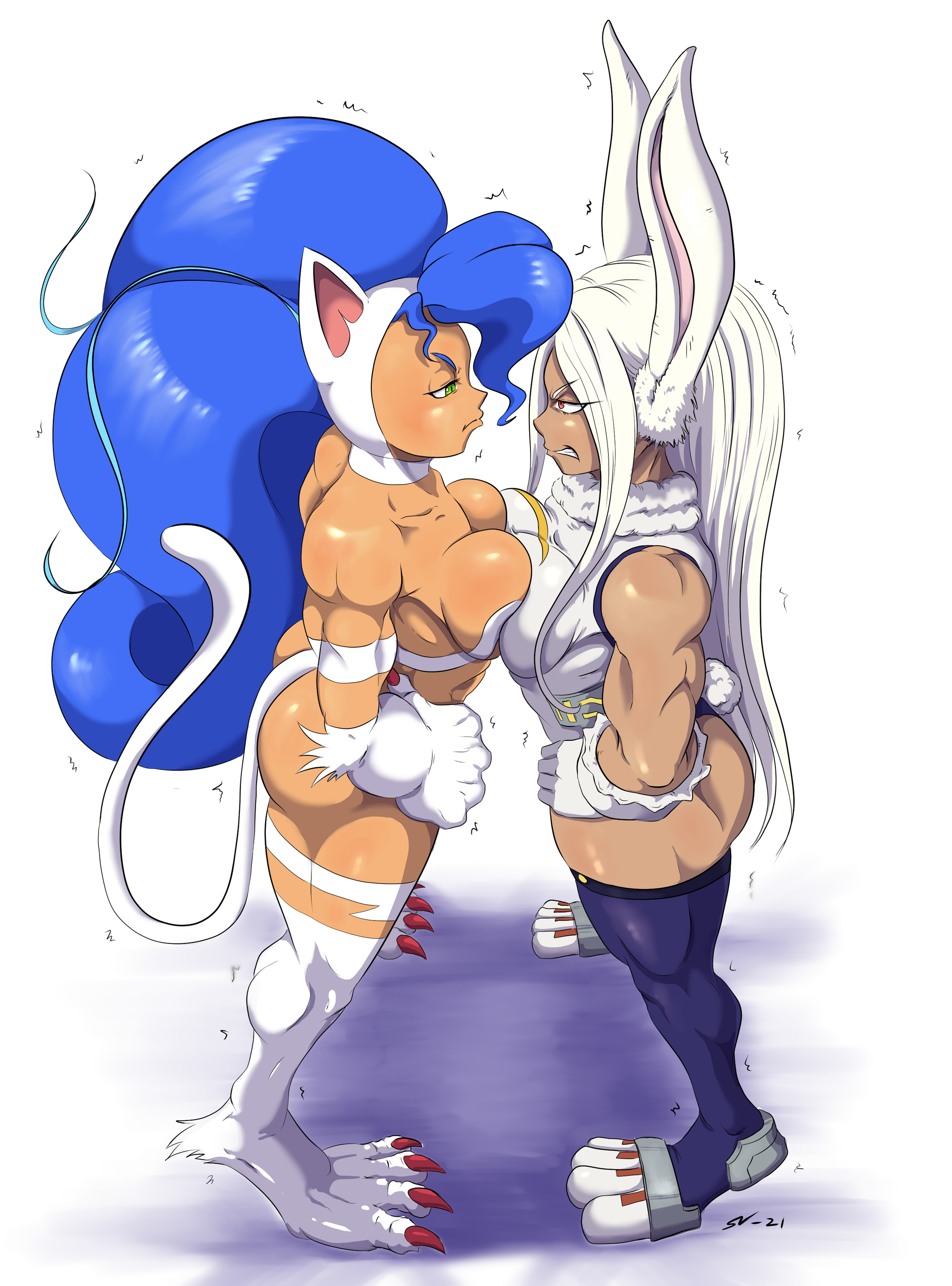 Felicia Vs Miruko - NSFW, Souleatersaku90, Muscleart, Крепкая девушка, Арт, Felicia, Darkstalkers, Miruko, Boku no Hero Academia, , Аниме, Anime Art, Monster Girl