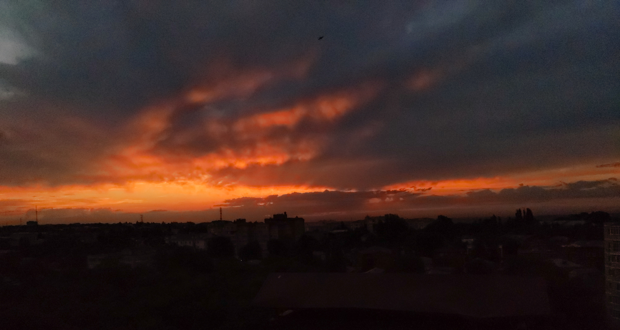 Sunsets from the roof - My, Sunset, Height, The sun, Clouds