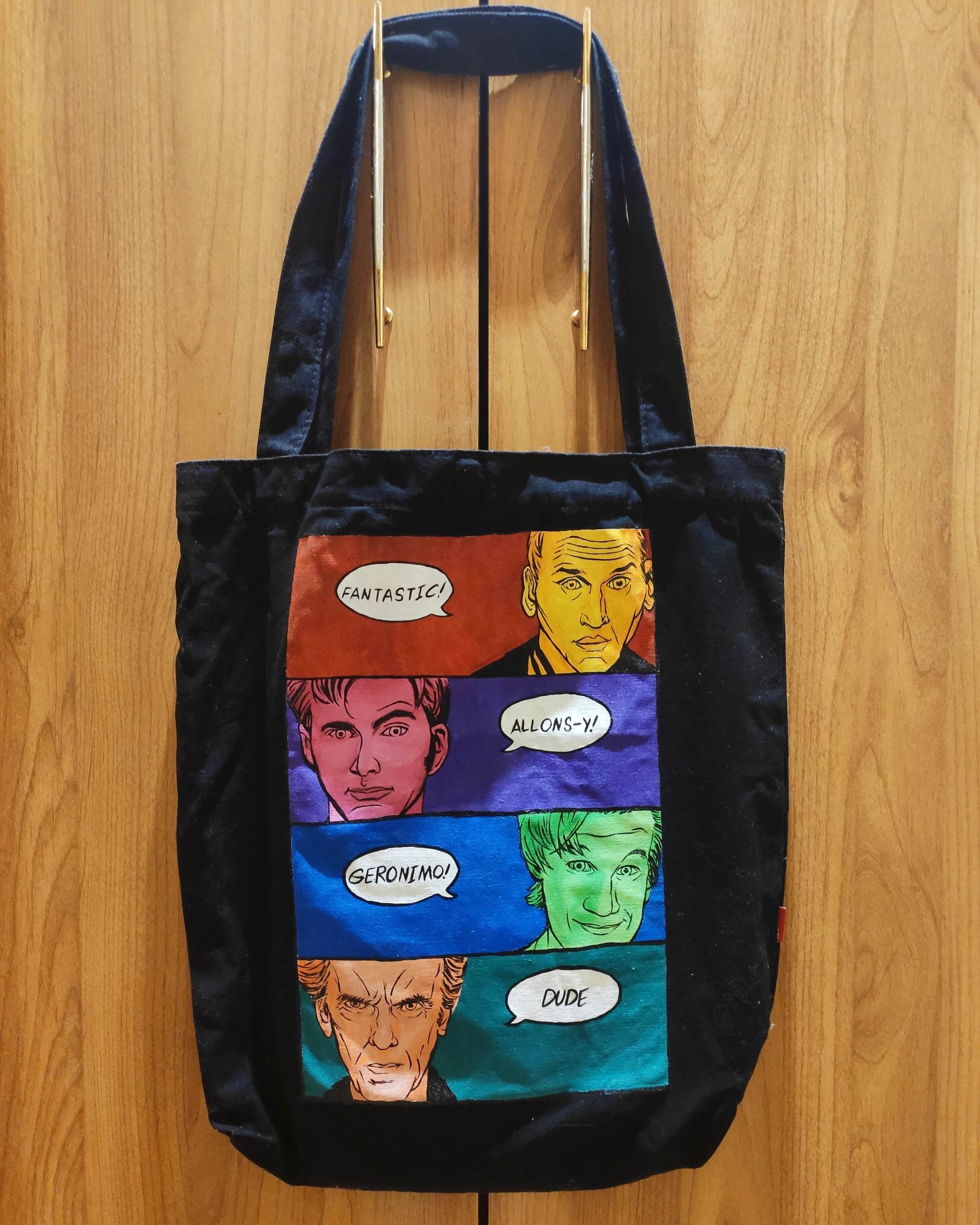 Painting shopper Doctor Who - My, Painting on fabric, Creation, Painting, Cloth, Hobby, T-shirt, Needlework with process, God of war, Longpost, , Doctor Who