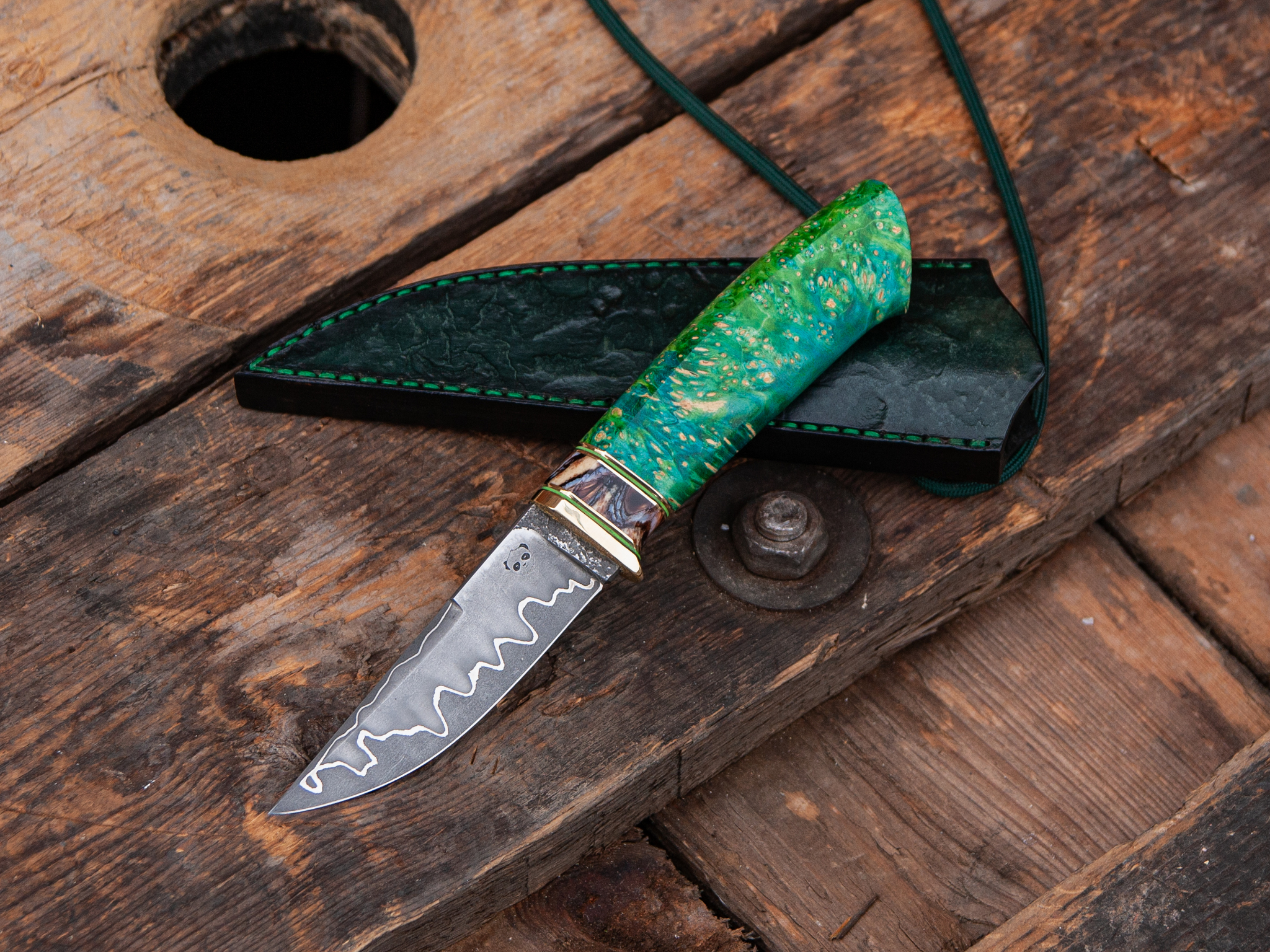 Green collar - My, Knife, Knife makers, Handmade, Needlework without process, Longpost