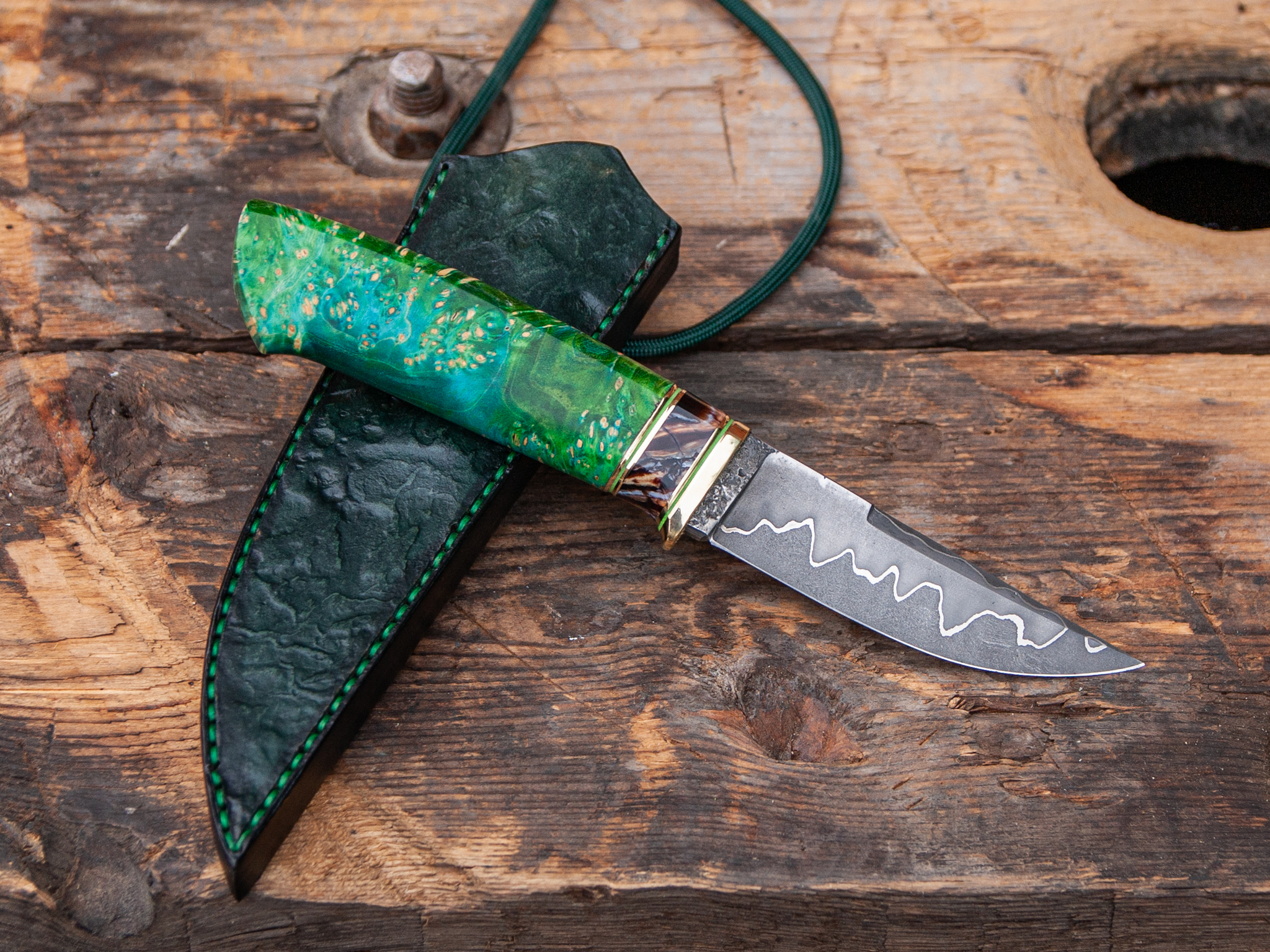 Green collar - My, Knife, Knife makers, Handmade, Needlework without process, Longpost