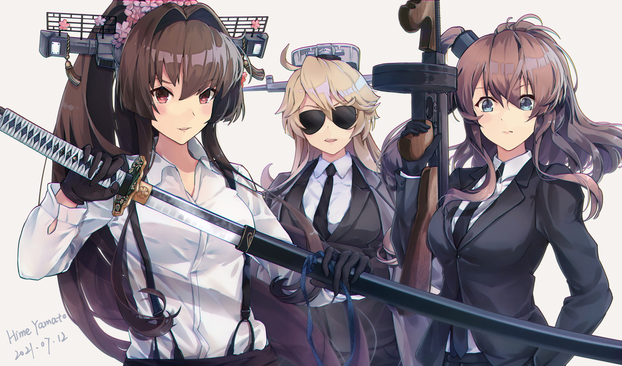 Kantai Art - Kantai Collection, Saratoga, Iowa, Yamato, Anime Art, Игры, Аниме