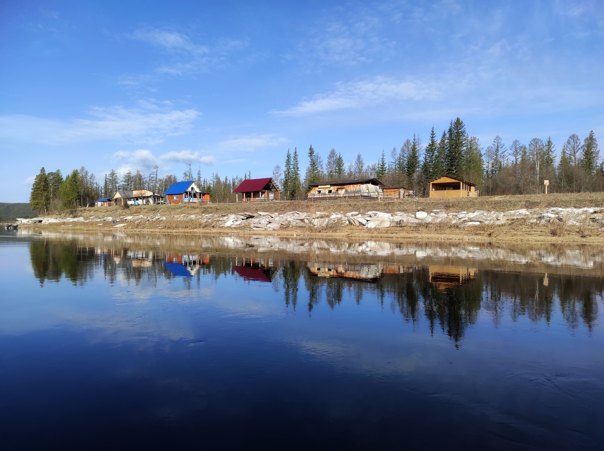 Spring moments, Yakutia, Olekminsky ulus - My, Yakutia, Spring, Ice drift, Chalet, Olekminsk, Longpost, The photo, River