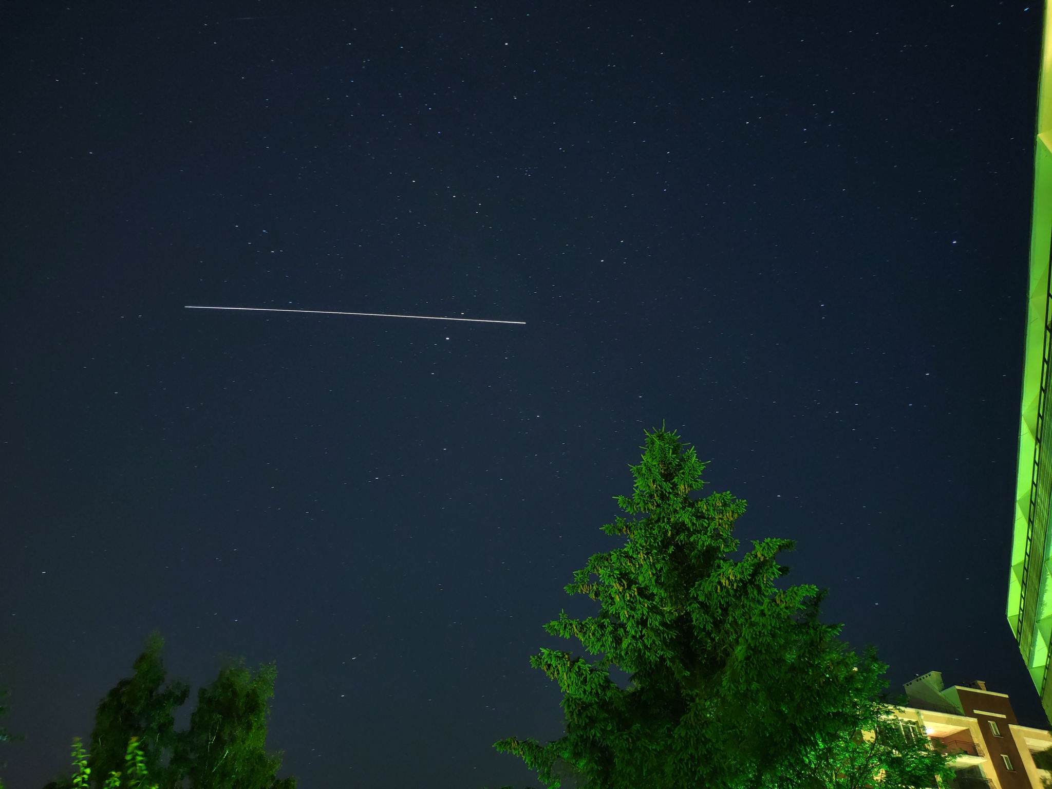 ISS over Svetlogorsk - My, ISS, The photo, Mobile photography, Astrophoto, Track, Airplane, Longpost