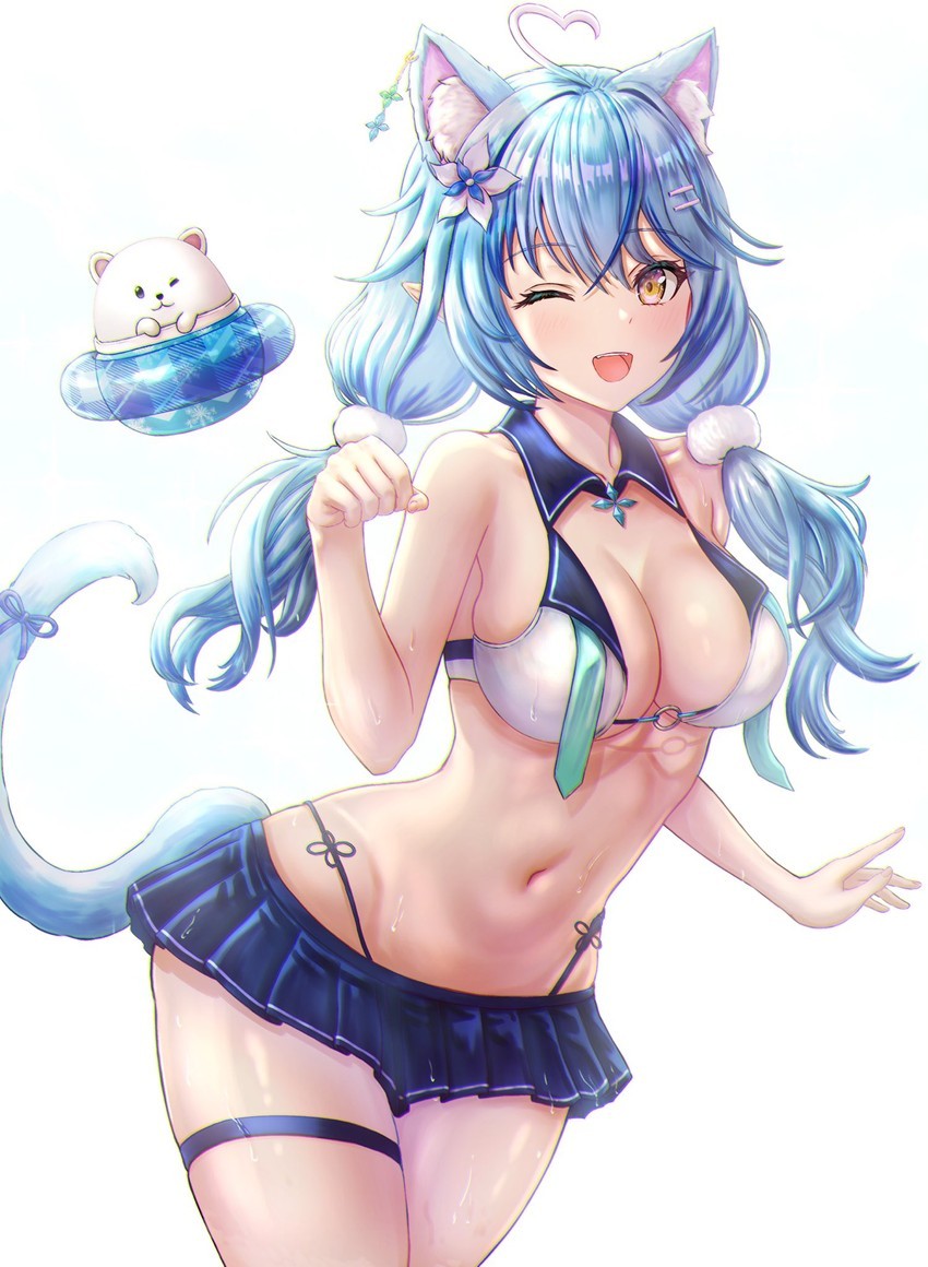 Anime Art - NSFW, Anime, Anime art, Hololive, Yukihana lamy, Virtual youtuber, Animal ears