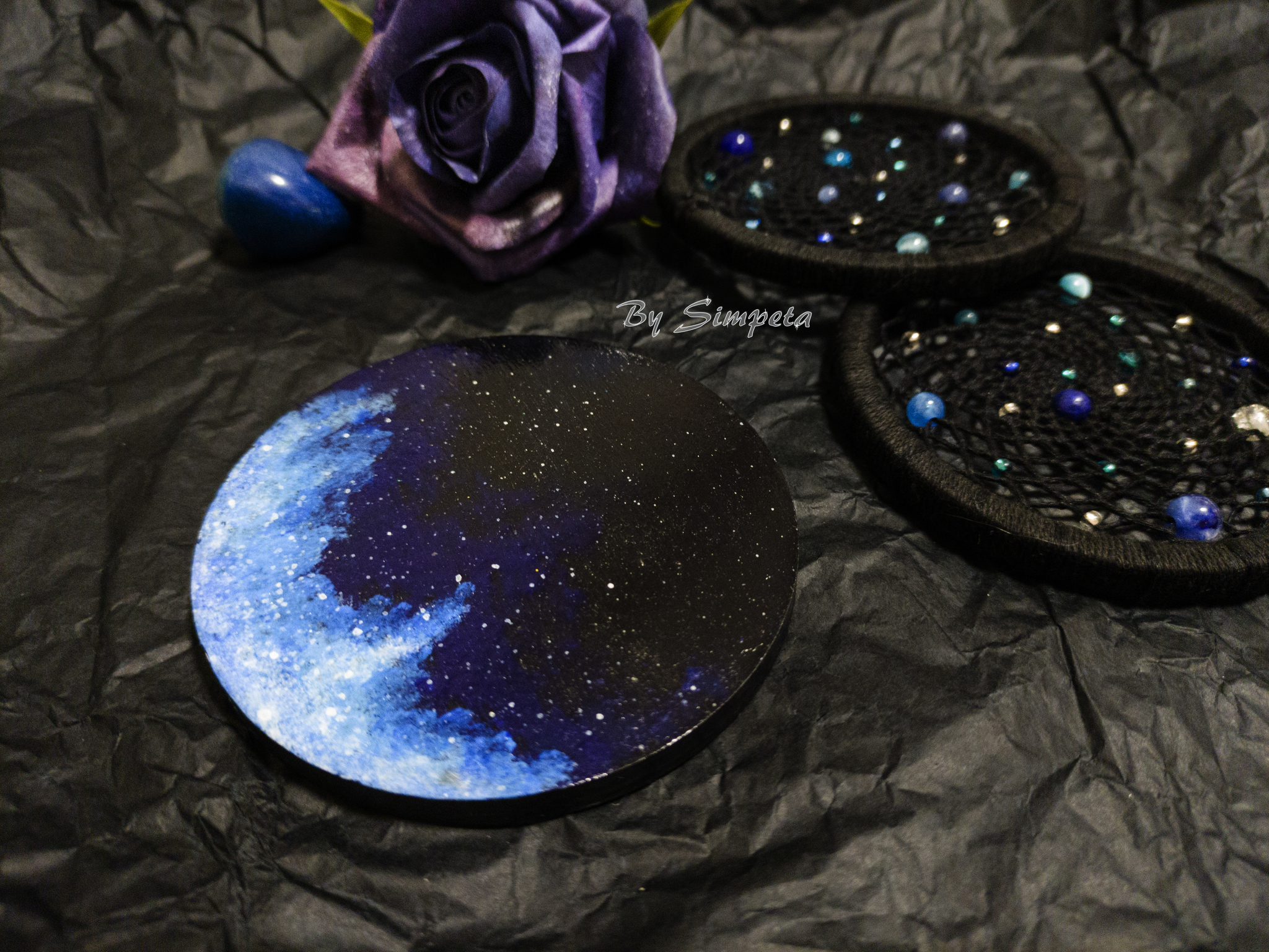 Space coasters - My, Bysimpeta, Hobby, Painting, With your own hands, Handmade, Art, Acrylic, Needlework without process, , Space, Nebula, Galaxy, Fantasy, Drawing, Needlework, Night, moon, Longpost