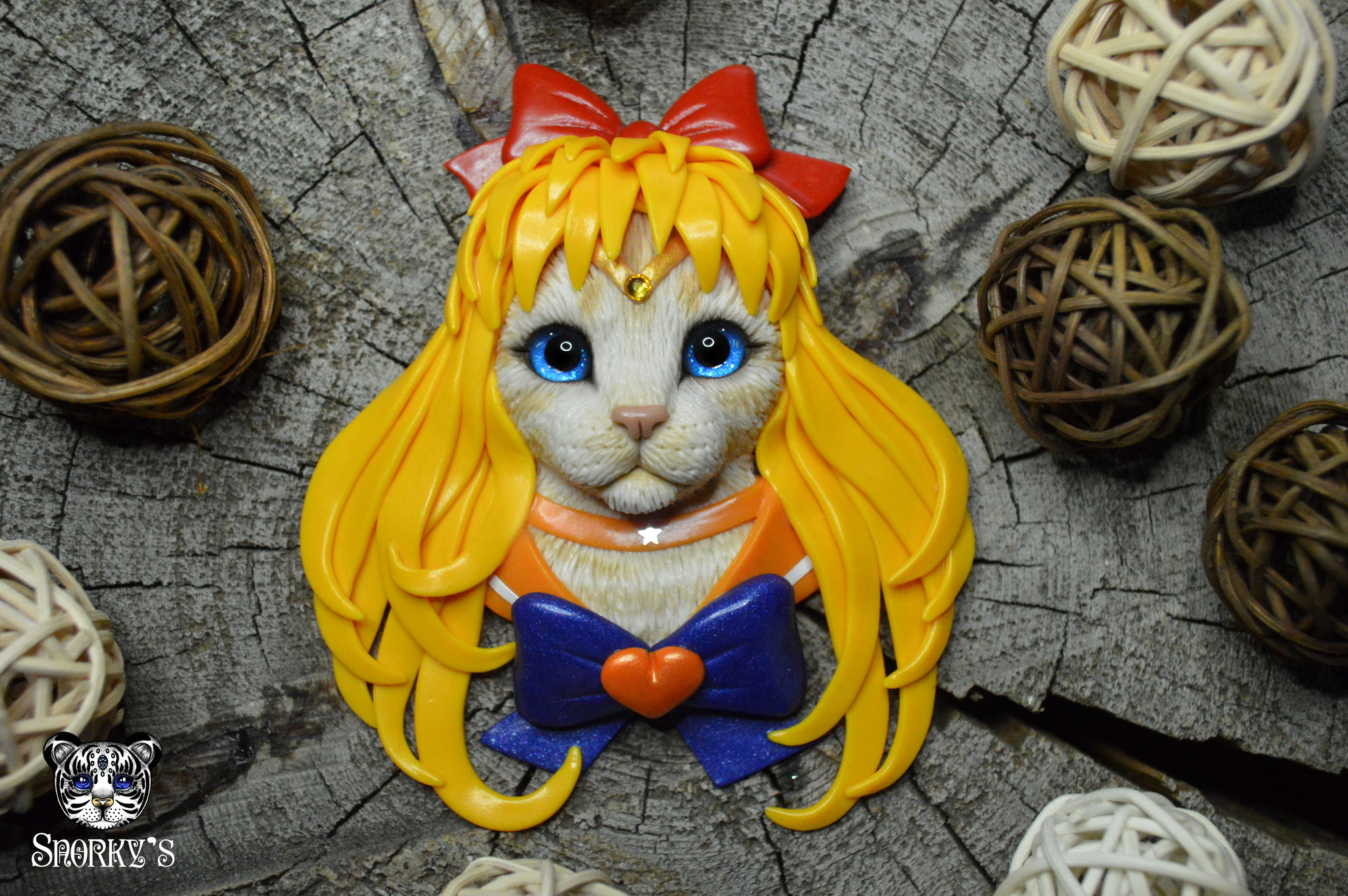 A few more of my cats) And other animals... - My, cat, Sailor Moon, Wolf, Chameleon, Longpost, Polymer clay, Handmade, Needlework without process