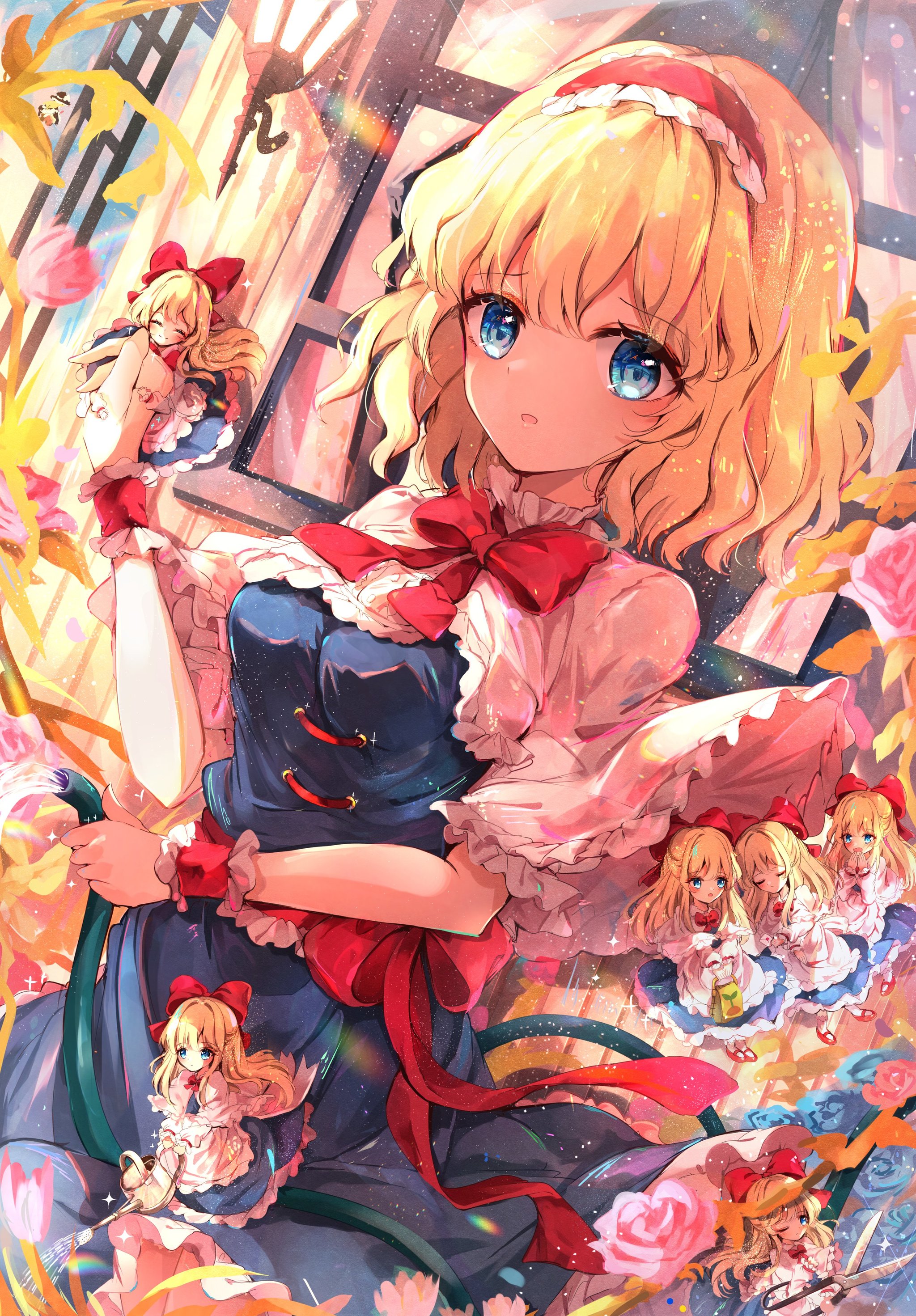 Алиса и куклы - Alice Margatroid, Shanghai Doll, Kirisame Marisa, Touhou, Anime Art, Аниме, Twitter, Hunya