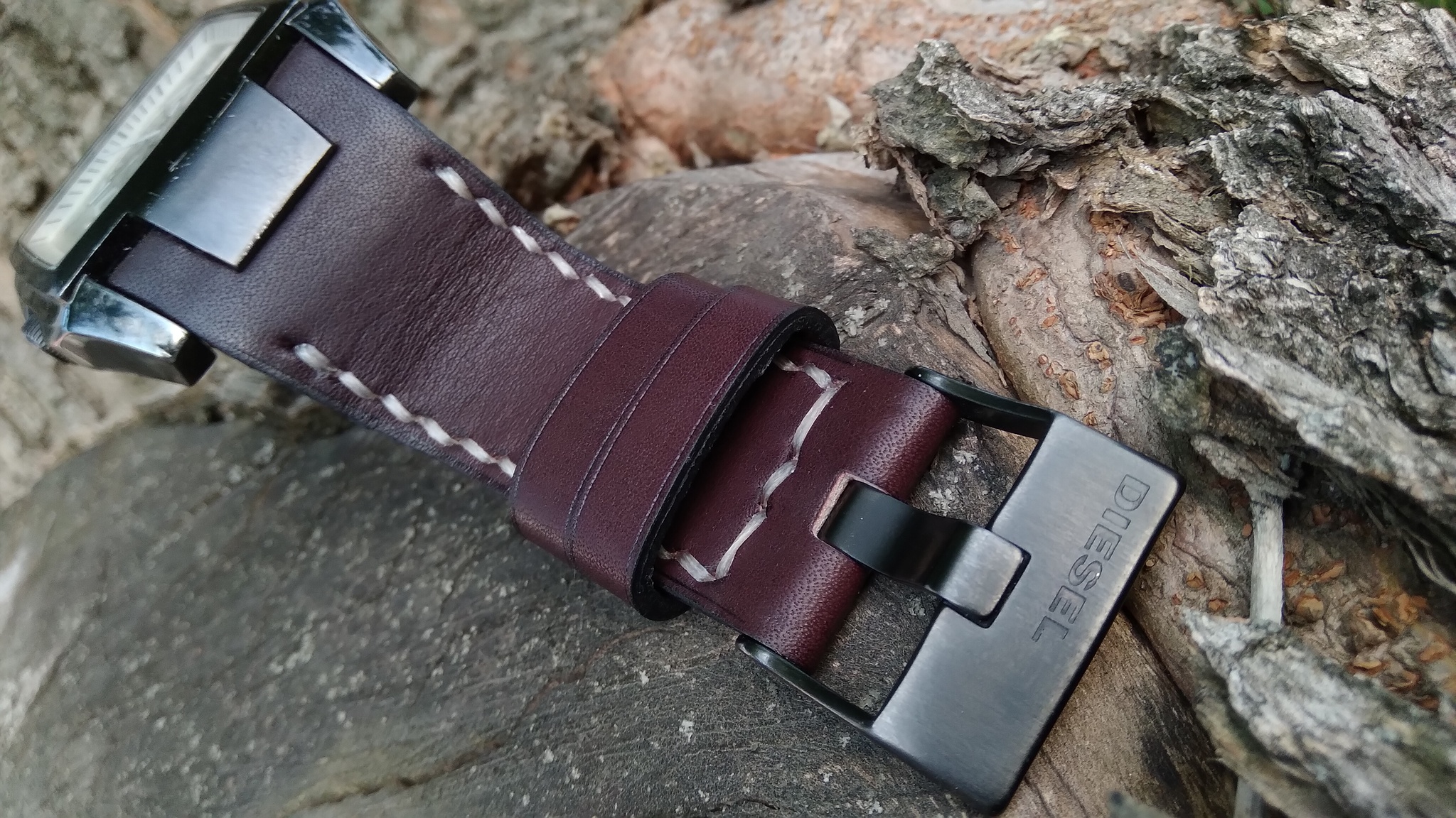 Diesel watch strap with interesting fastening and stitching - My, Leather products, Strap, Wrist Watch, Mechanical watches, Clock, Natural leather, With your own hands, Handmade, , Male style, Needlework with process, Longpost, Male