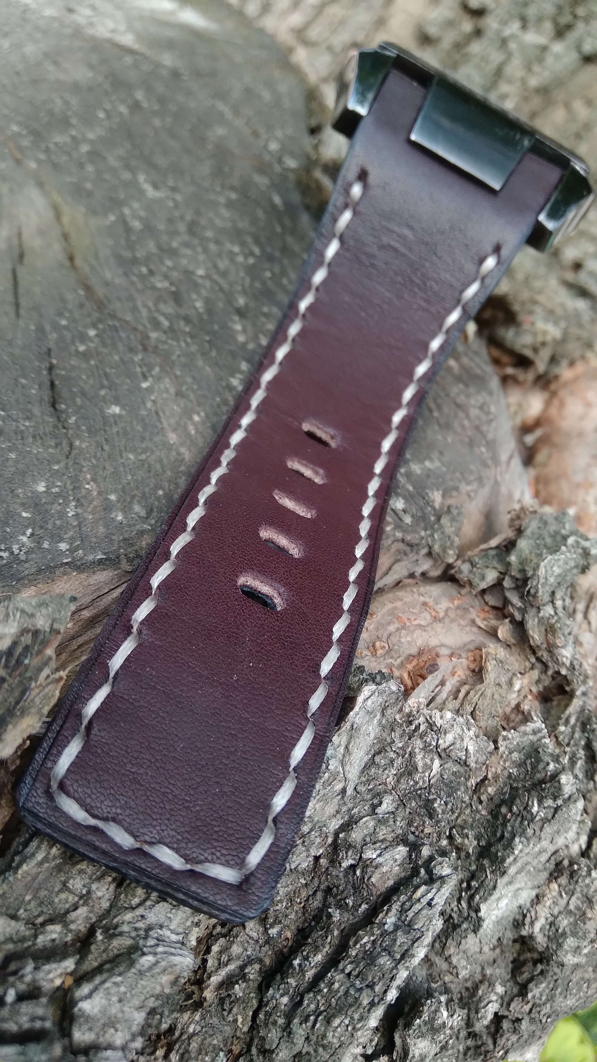 Diesel watch strap with interesting fastening and stitching - My, Leather products, Strap, Wrist Watch, Mechanical watches, Clock, Natural leather, With your own hands, Handmade, , Male style, Needlework with process, Longpost, Male