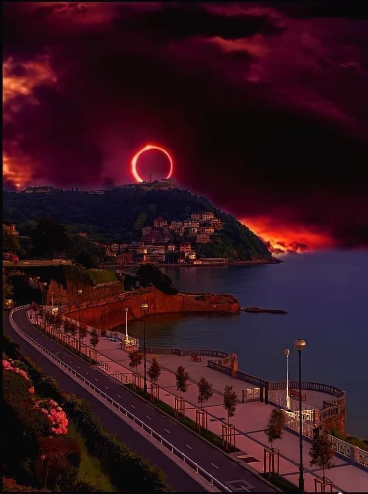 Solar eclipse in Portugal - Solar eclipse, Portugal, Coast, Photoshop