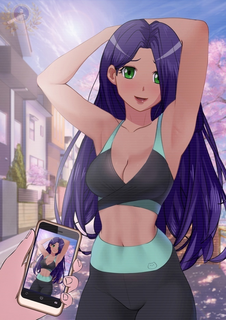 Lenochka on an evening walk) - Endless summer, Visual novel, Lena, Art, Fan art