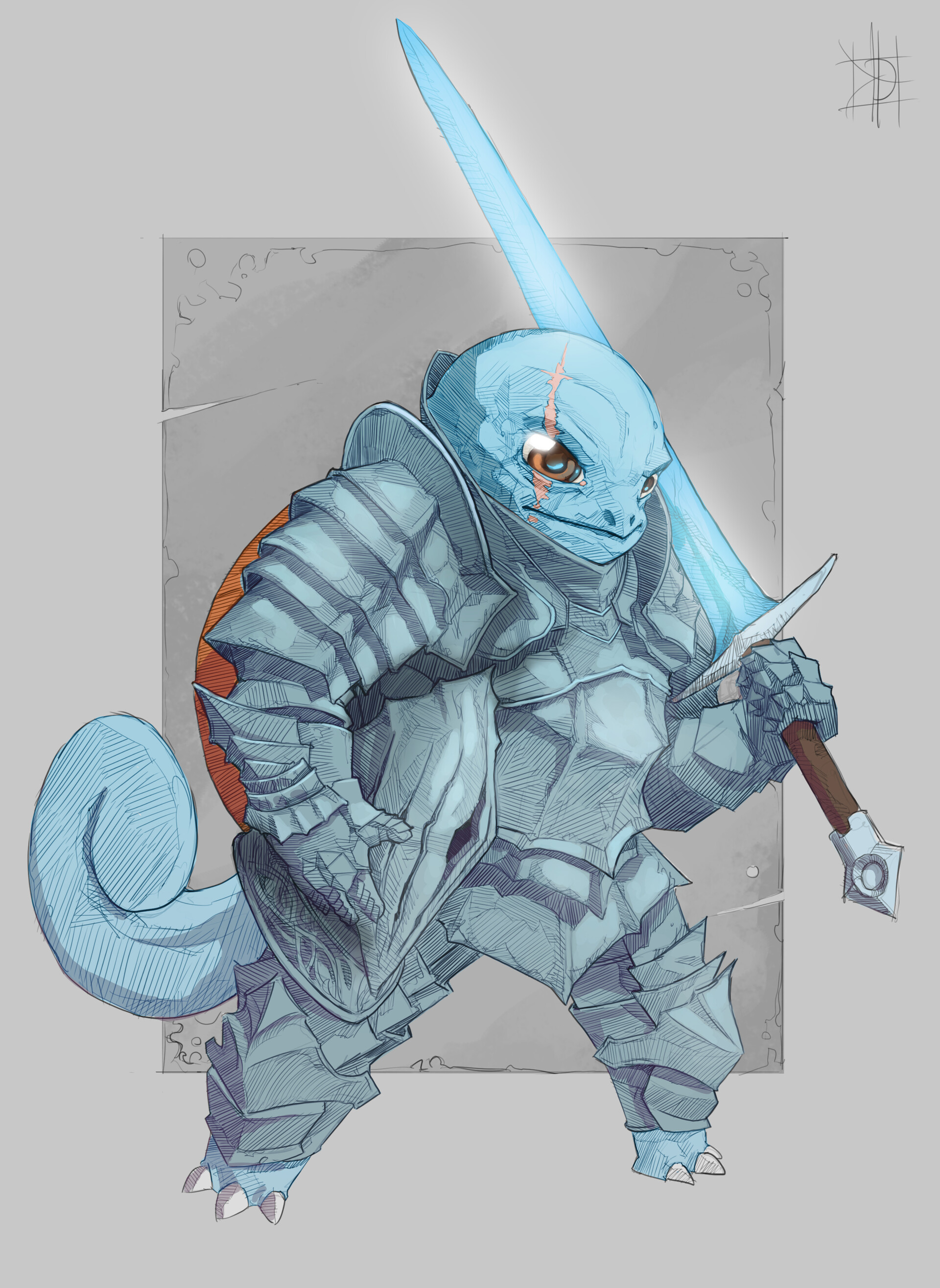 Pokemon souls #3 Squirtle from Irithyll - Моё, 2D, Концепт-Арт, Покемоны, Dark Souls, Кроссовер, Сквиртл