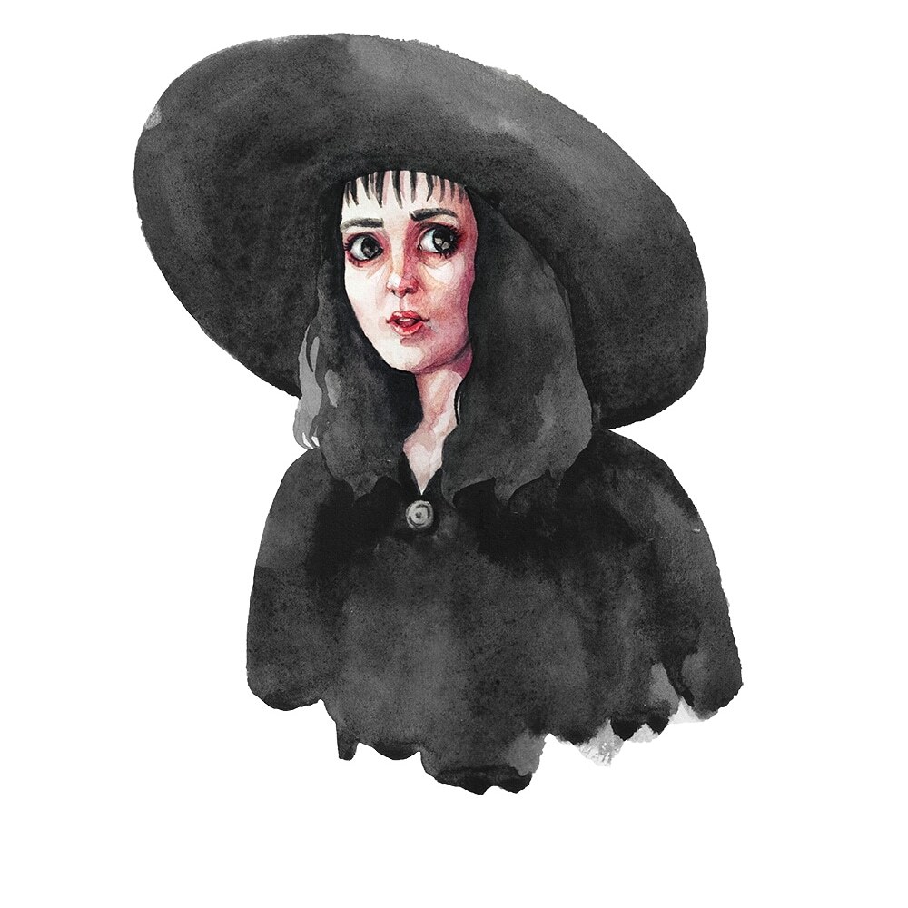 Beetlejuice, beetlejuice, beetlejuice - My, Watercolor, Drawing, Movies, Beetlejuice, Winona Ryder, Portrait, Caricature