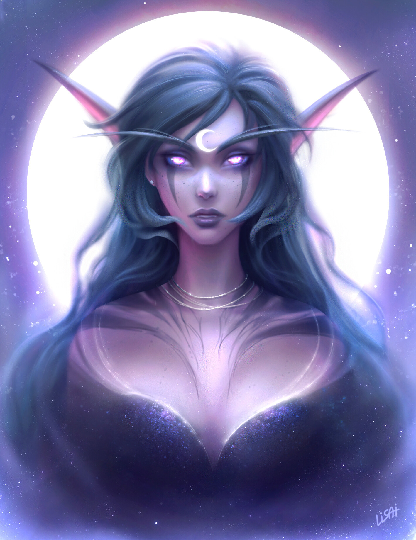 child of the stars - Drawing, World of warcraft, Warcraft, Night elfs, Girls, Blizzard, Alisa Nilsen, Art